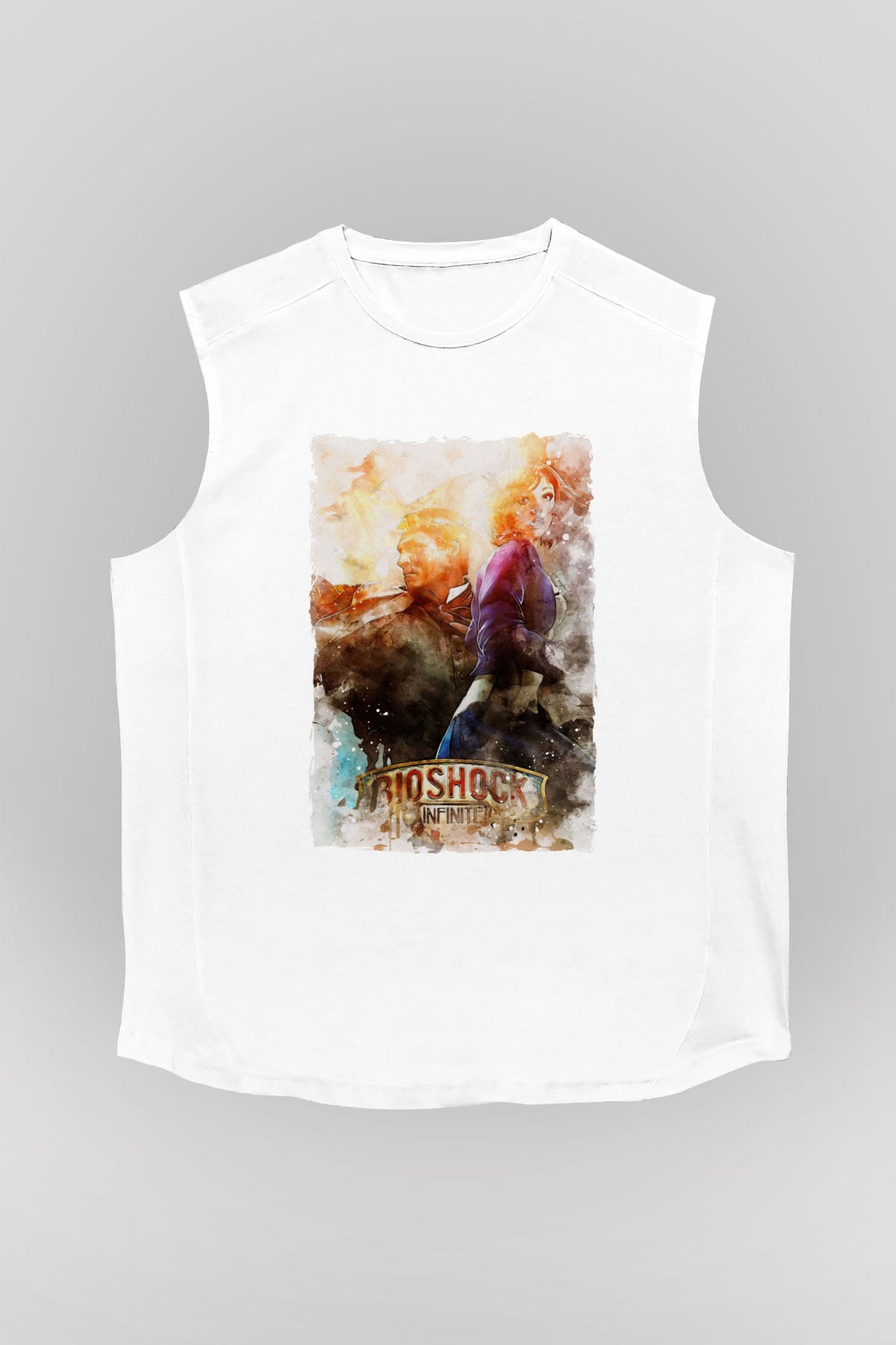 BioShock Beyaz Unisex Kolsuz Tişört