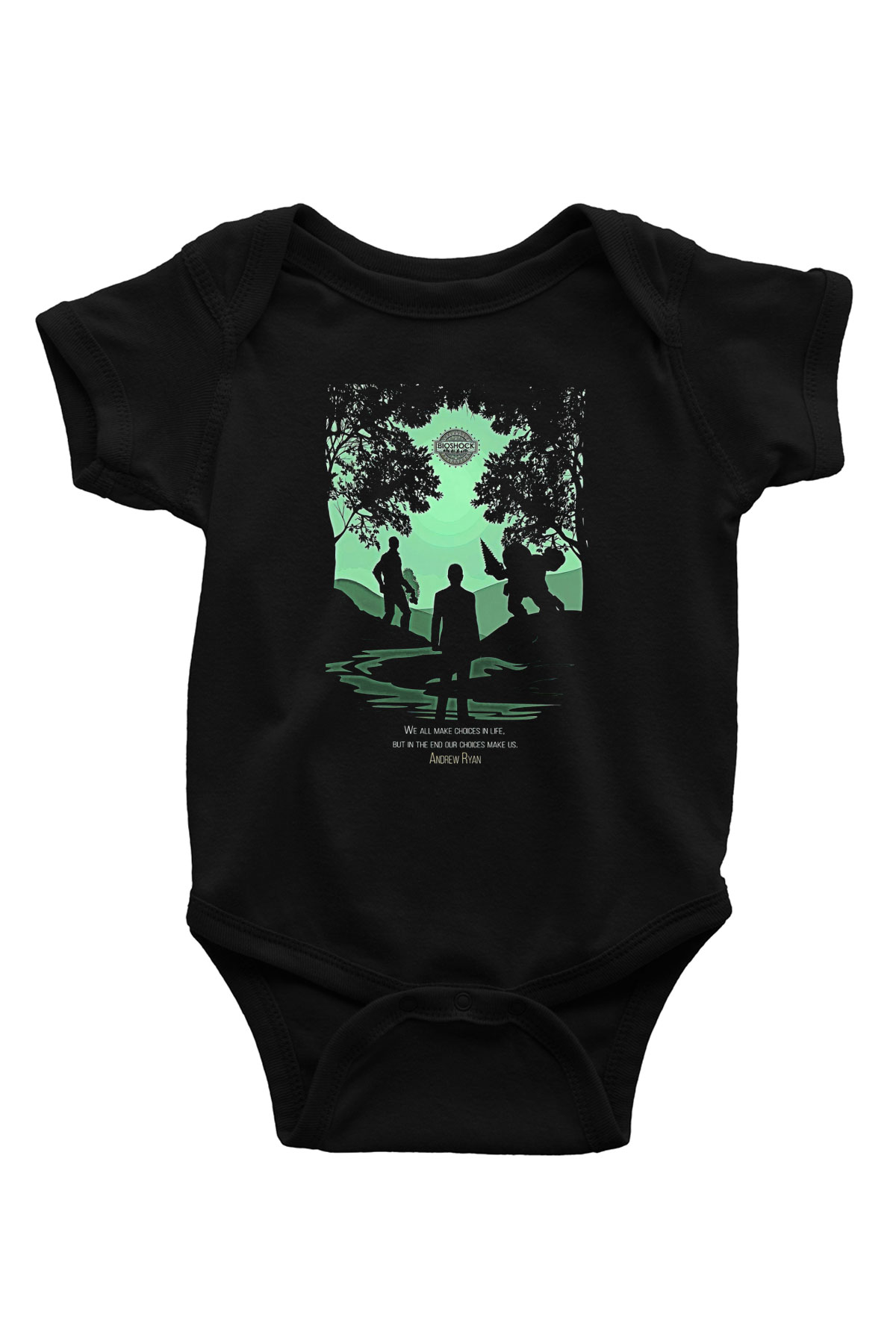 Bioshock James Baskılı Unisex Siyah Bebek Body - Zıbın