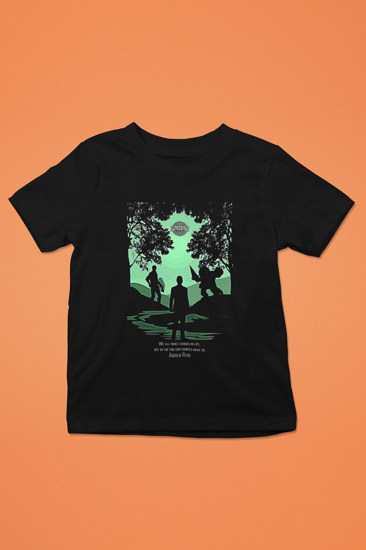 Bioshock James Baskılı Unisex Siyah Çocuk Tişört - Tshirt