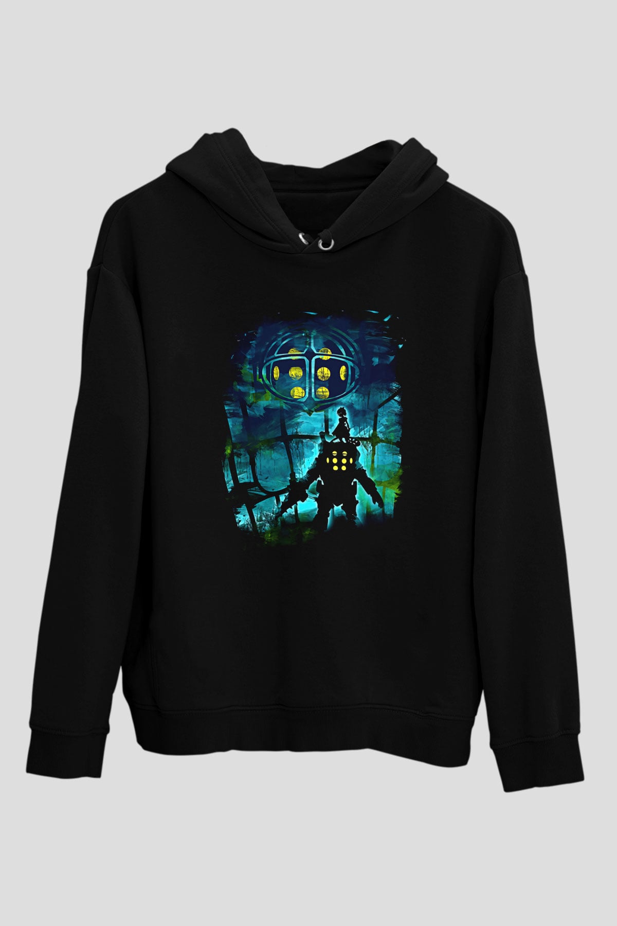 Bioshock James Baskılı Unisex Siyah Kapüşonlu Sweatshirt