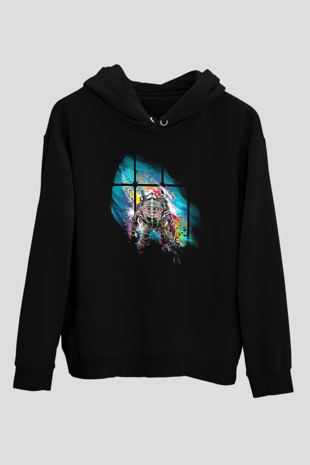 Bioshock James Baskılı Unisex Siyah Kapüşonlu Sweatshirt