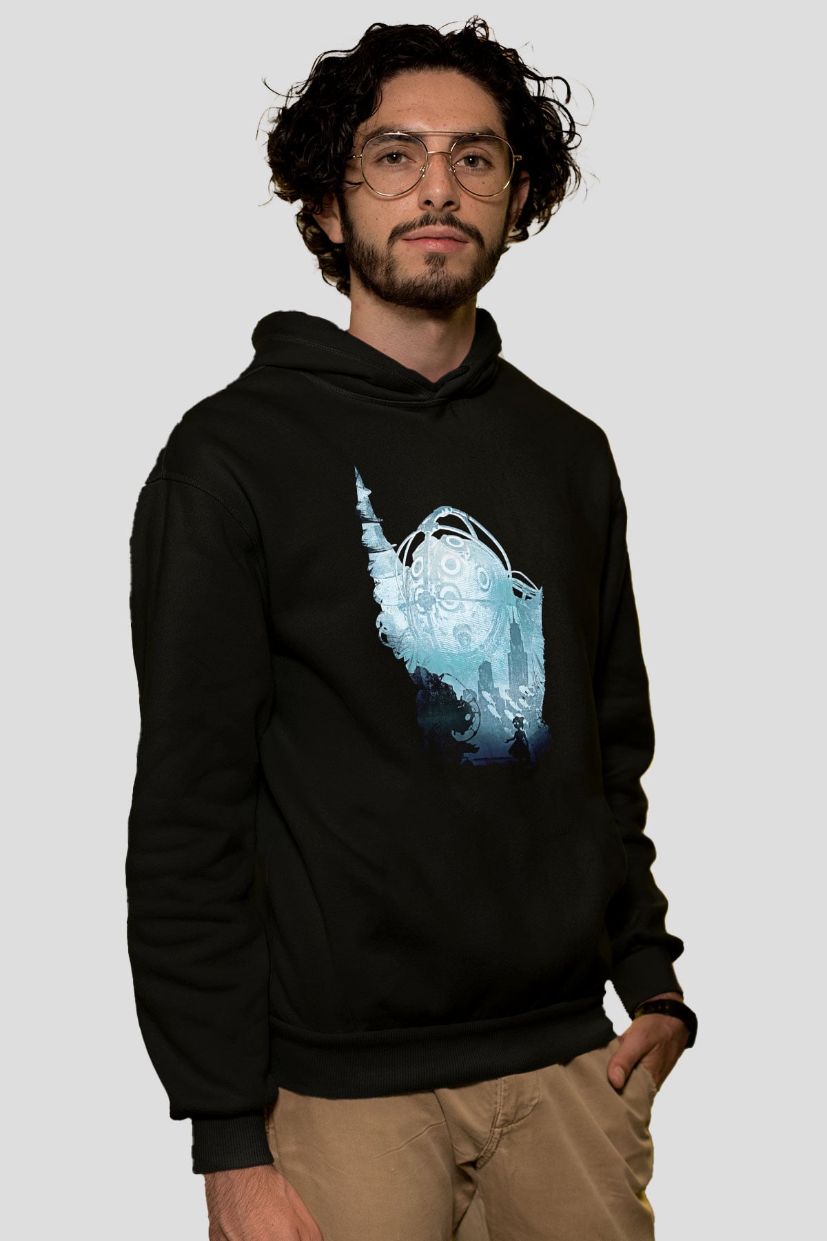 Bioshock James Baskılı Unisex Siyah Kapüşonlu Sweatshirt