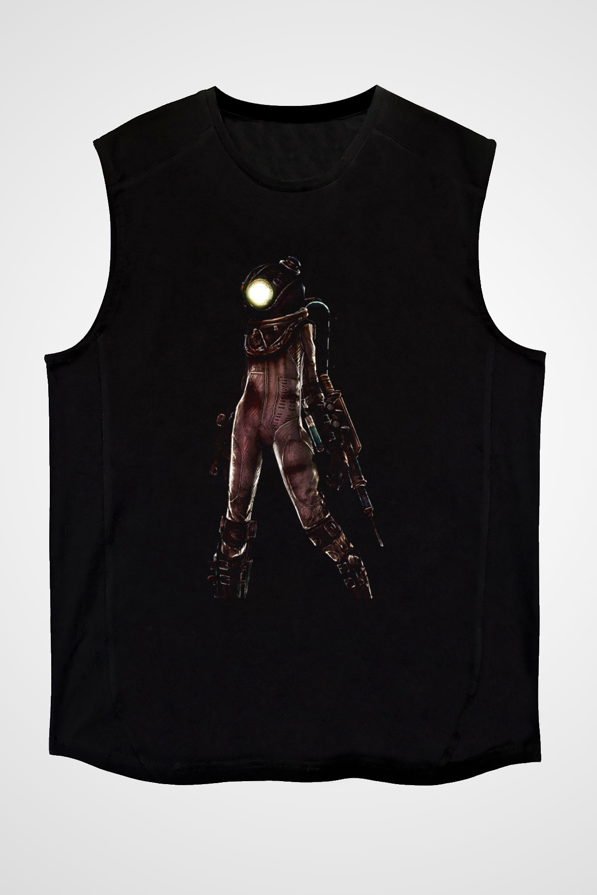 Bioshock James Baskılı Unisex Siyah Kolsuz Tişört - Tshirt