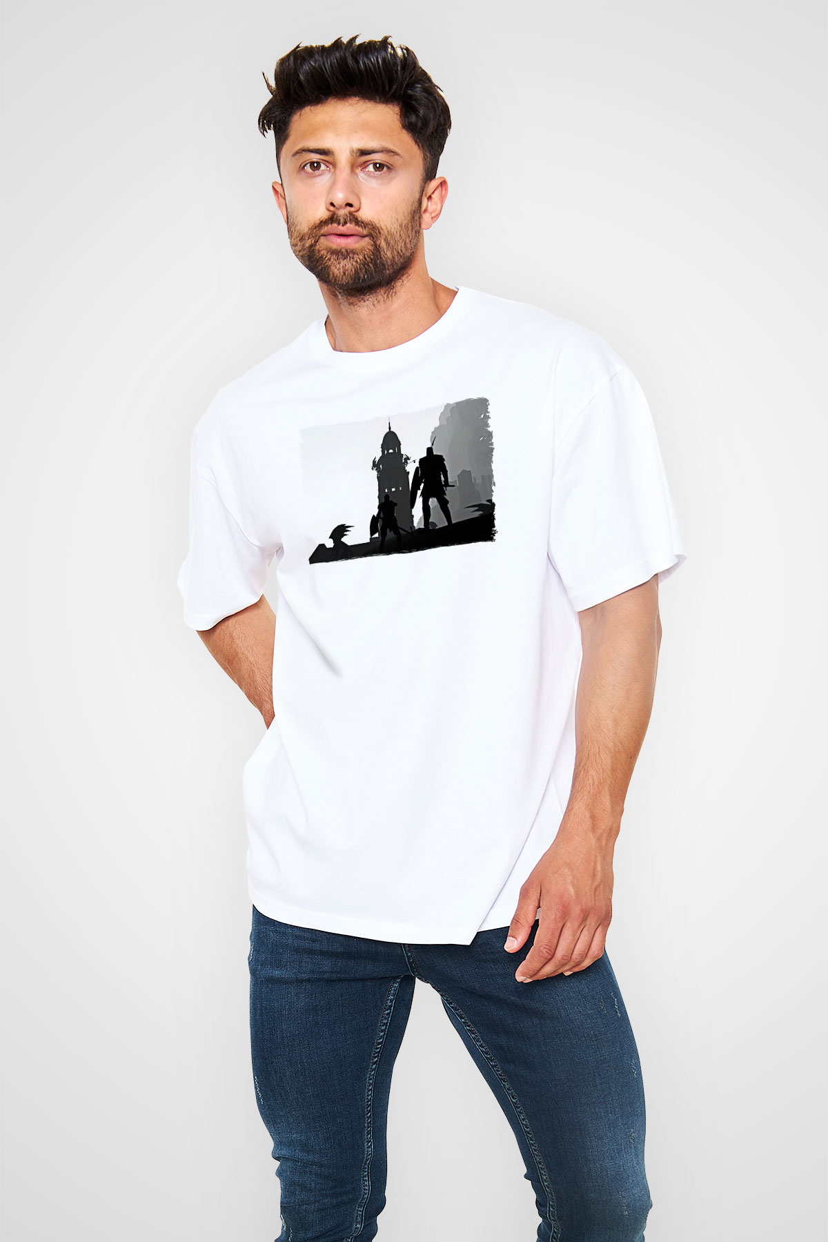 Bioshock James Baskılı Unisex Siyah Oversize Tişört - Tshirt