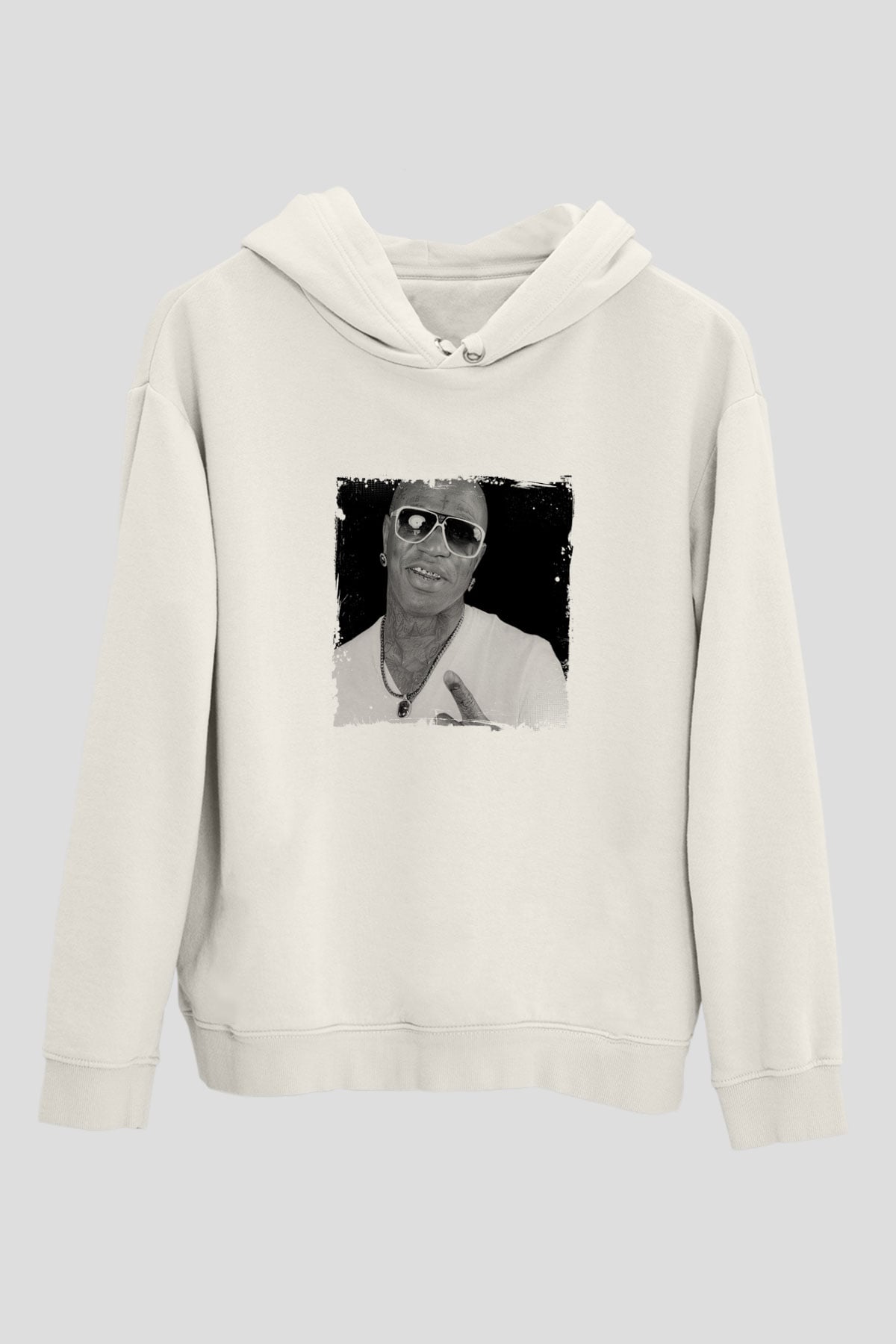 Birdman Baskılı Unisex Beyaz Hoodie