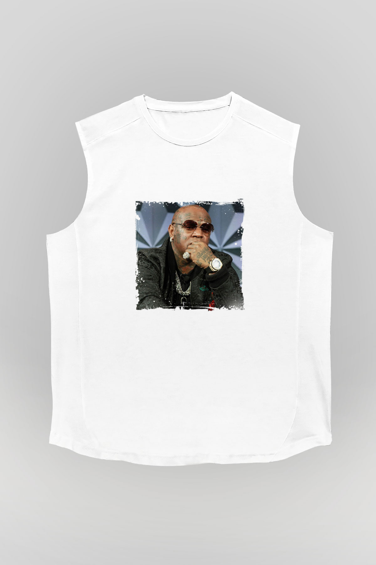 Birdman Baskılı Unisex Beyaz Kolsuz Tişört