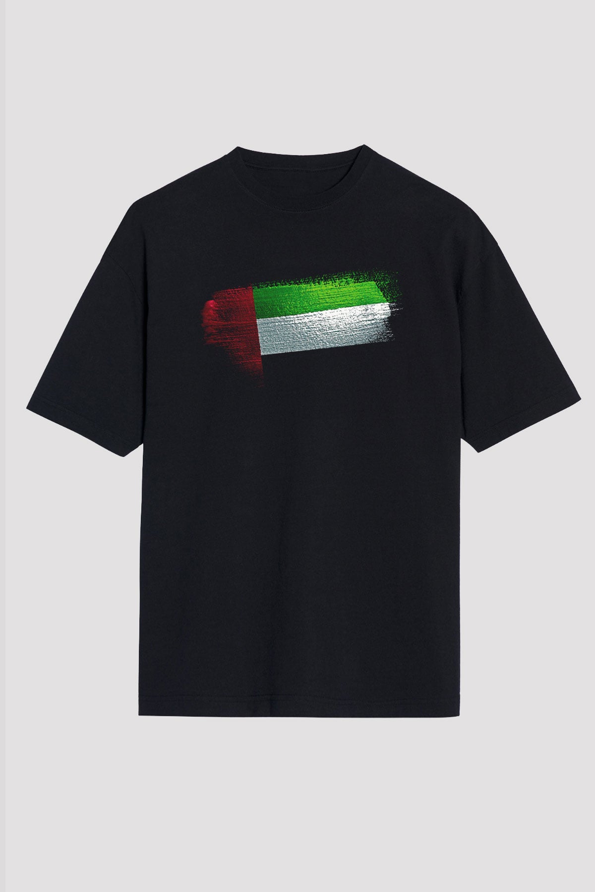 Birleşik Arap Emirlikleri - United Arab Emirates Bayrağı Baskılı Unisex Siyah Oversize Tişört