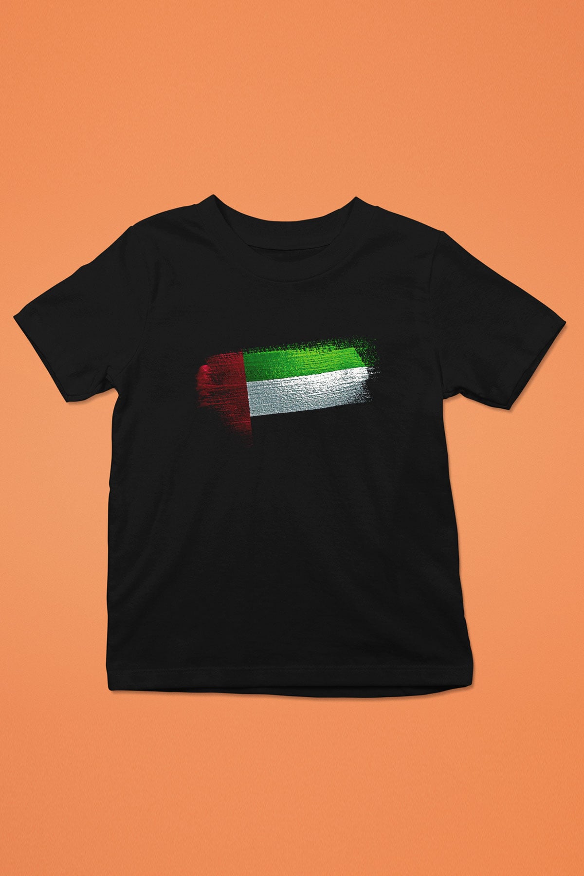 Birleşik Arap Emirlikleri - United Arab Emirates Bayrağı Baskılı Unisex Siyah Çocuk Tişörtü