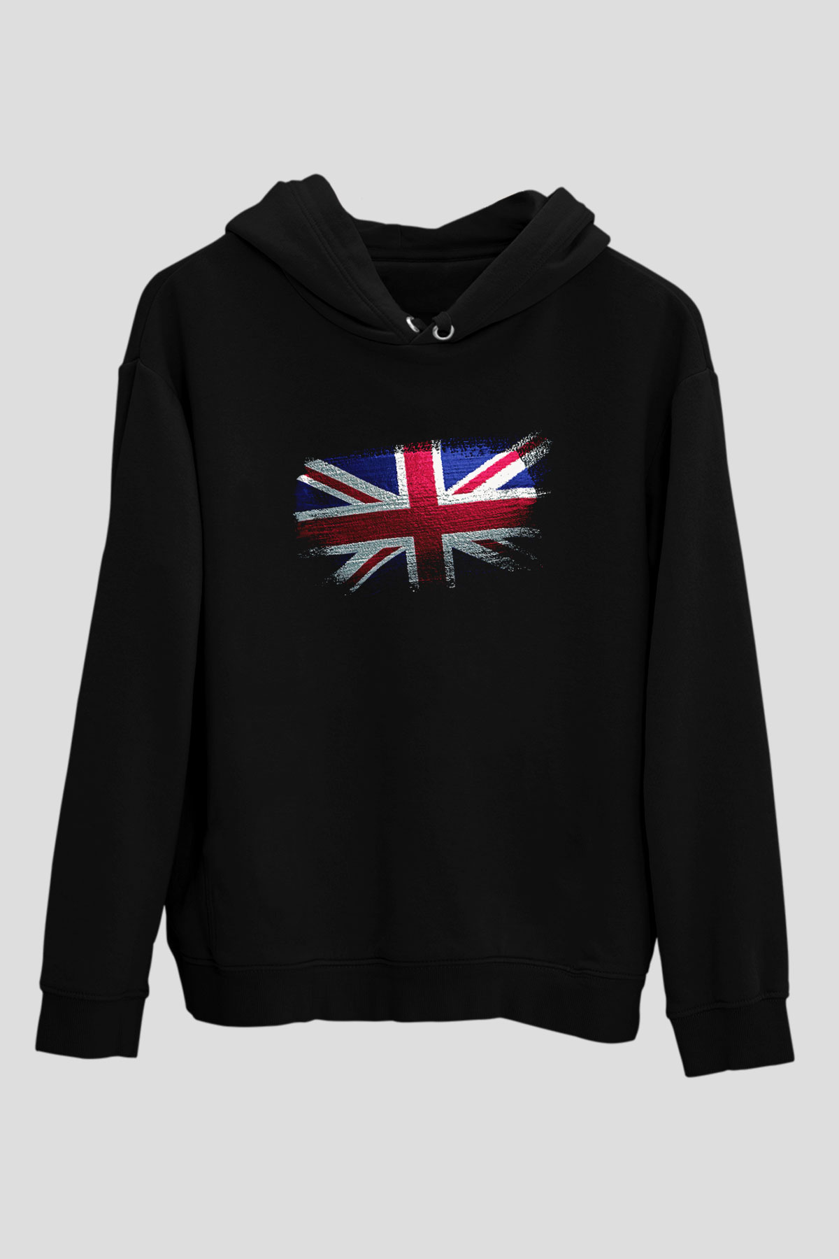 Birleşik Krallık - United Kingdom Bayrağı Baskılı Unisex Siyah Hoodie