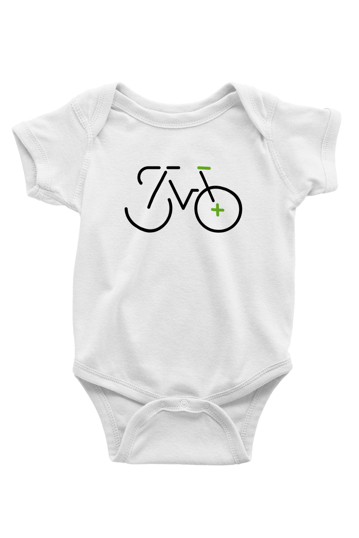 Bisiklet Baskılı Beyaz Unisex Bebek Body - Zıbın