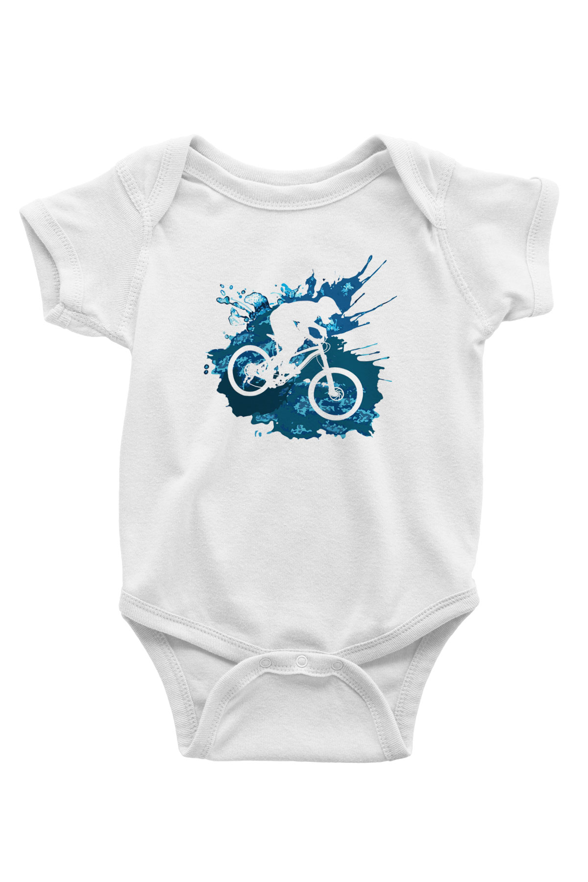 Bisiklet Baskılı Beyaz Unisex Bebek Body - Zıbın