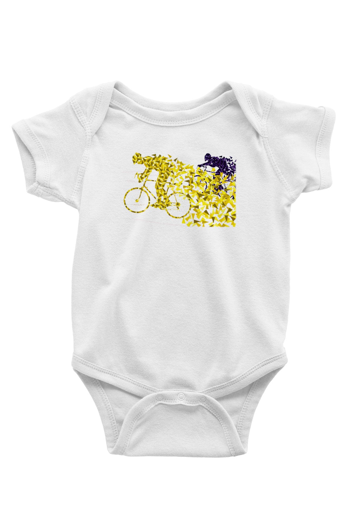 Bisiklet Baskılı Beyaz Unisex Bebek Body - Zıbın