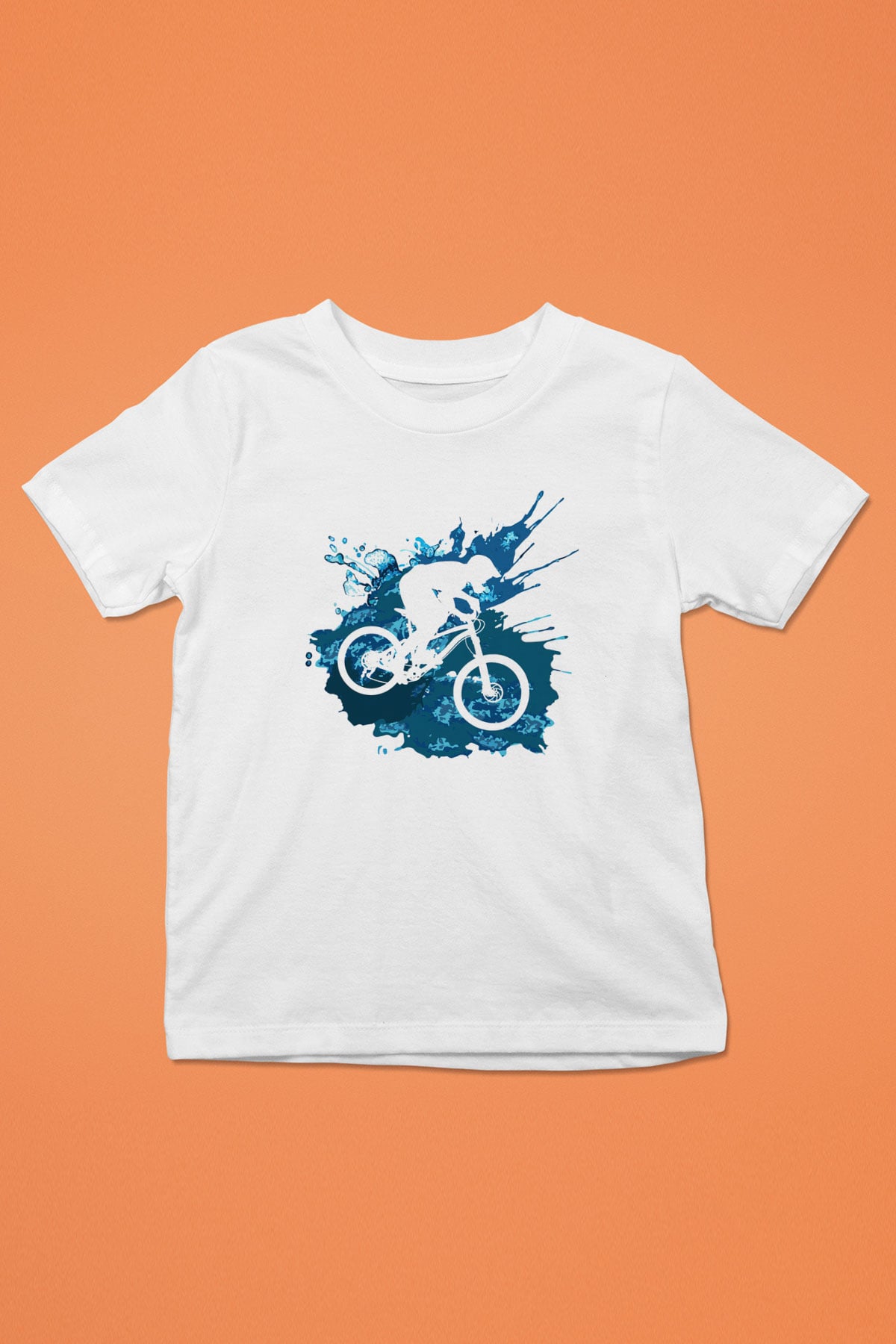 Bisiklet Baskılı Beyaz Unisex Çocuk Tişört