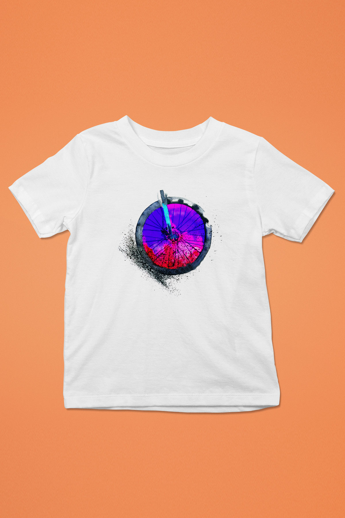 Bisiklet Baskılı Beyaz Unisex Çocuk Tişört