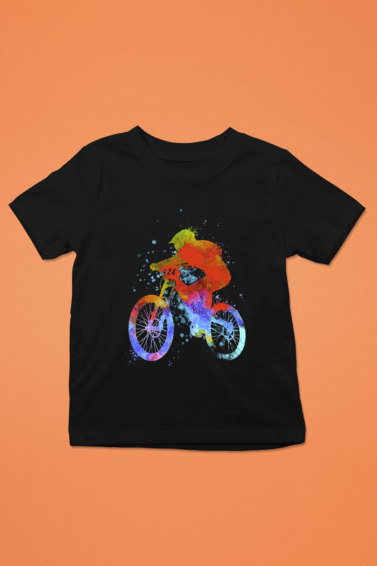 Bisiklet Baskılı Siyah Unisex Çocuk Tişört