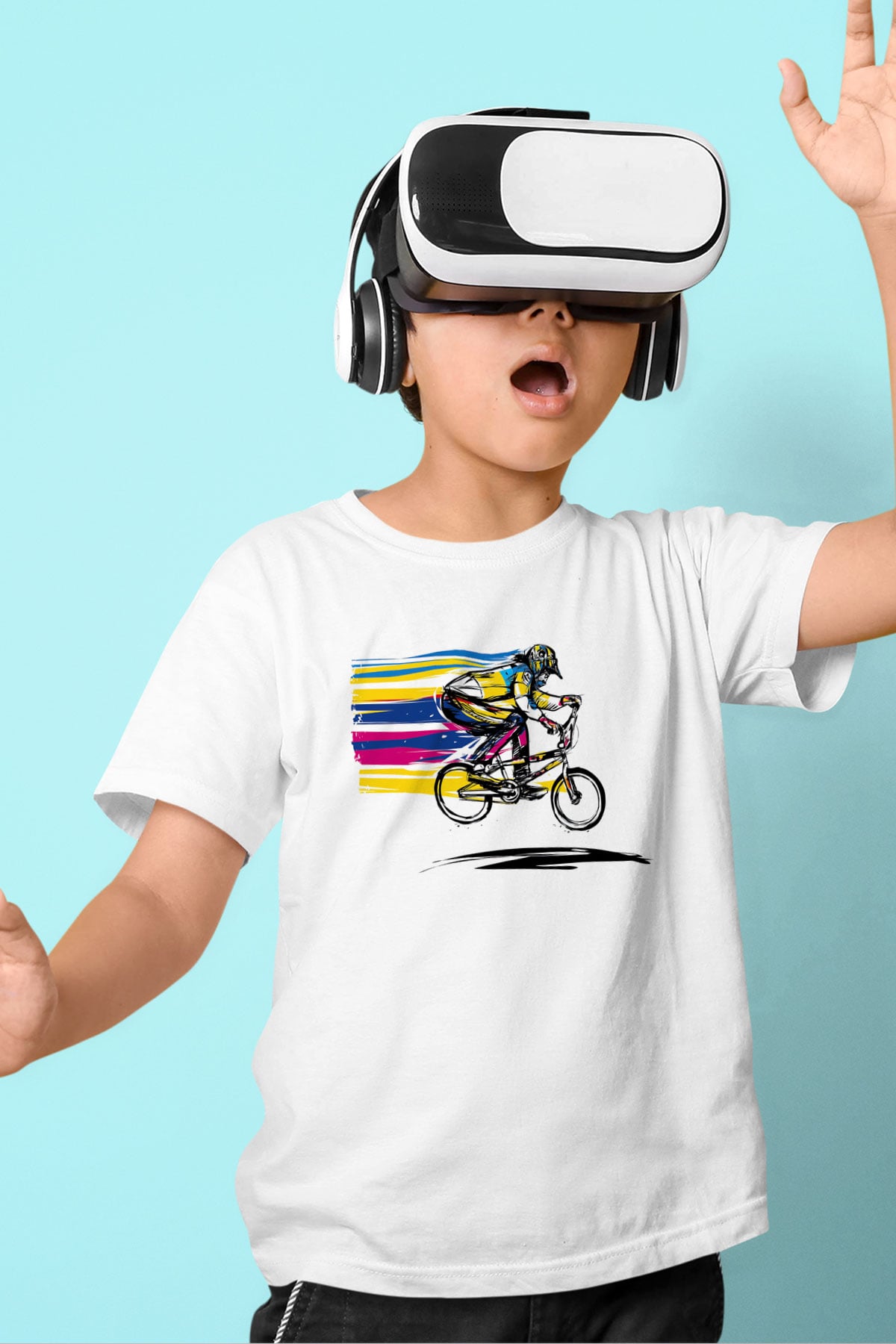 Bisiklet Beyaz Unisex Çocuk Tişört
