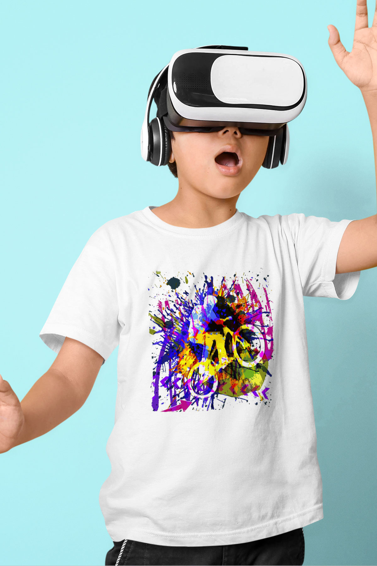 Bisiklet Beyaz Unisex Çocuk Tişört