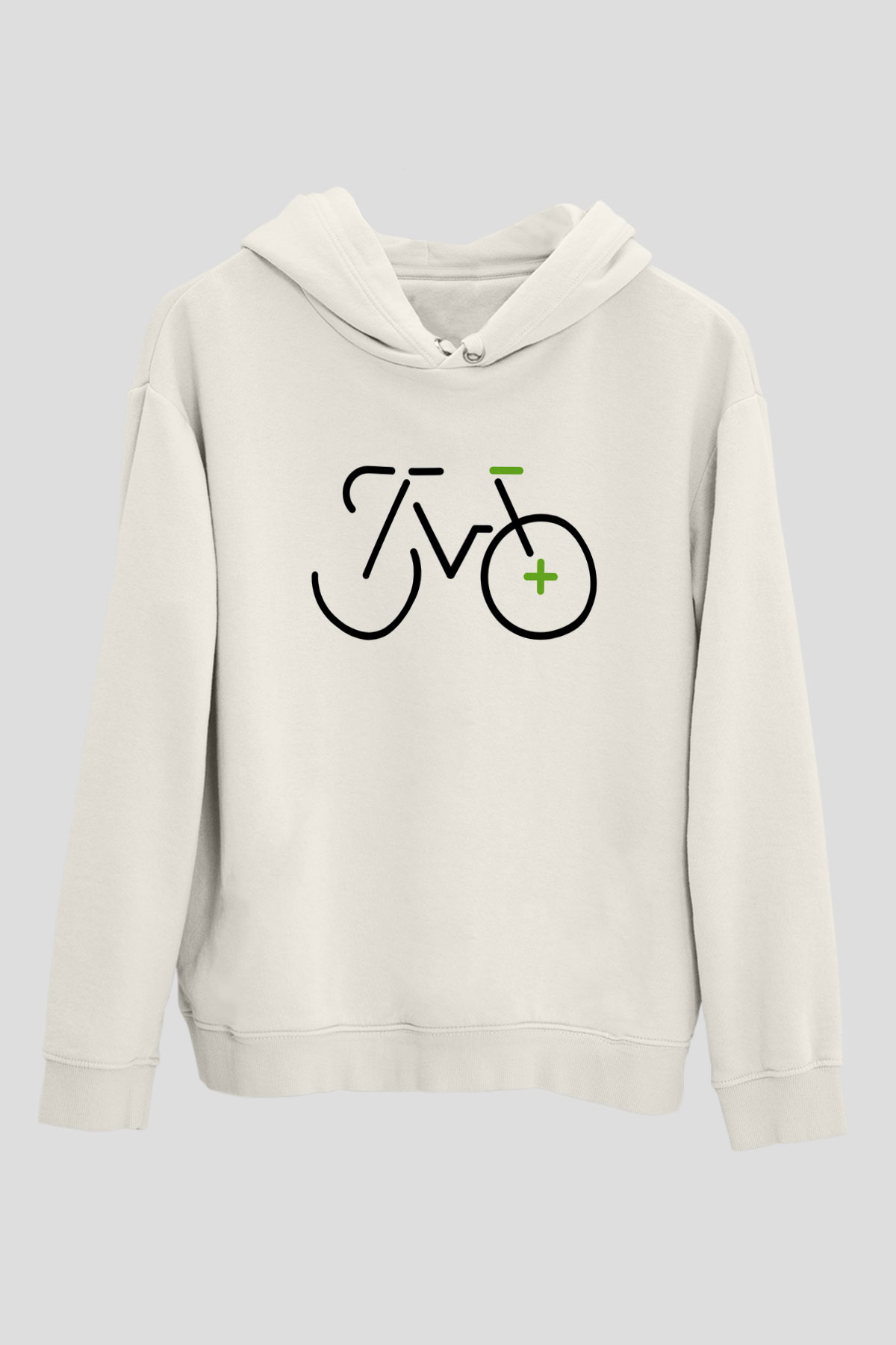 Bisiklet Beyaz Unisex Hoodie
