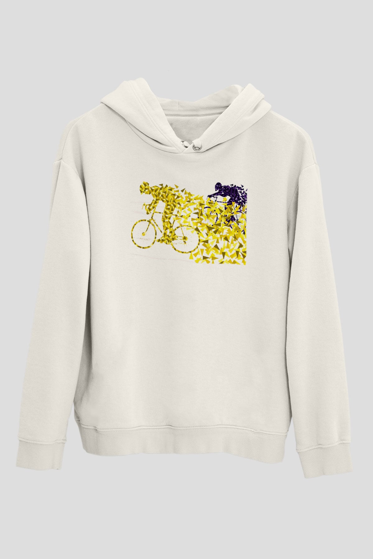 Bisiklet Beyaz Unisex Hoodie
