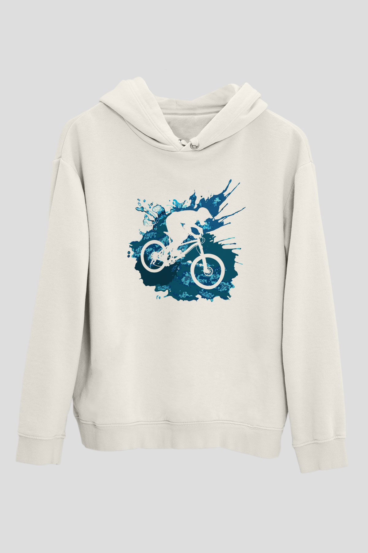 Bisiklet Beyaz Unisex Hoodie