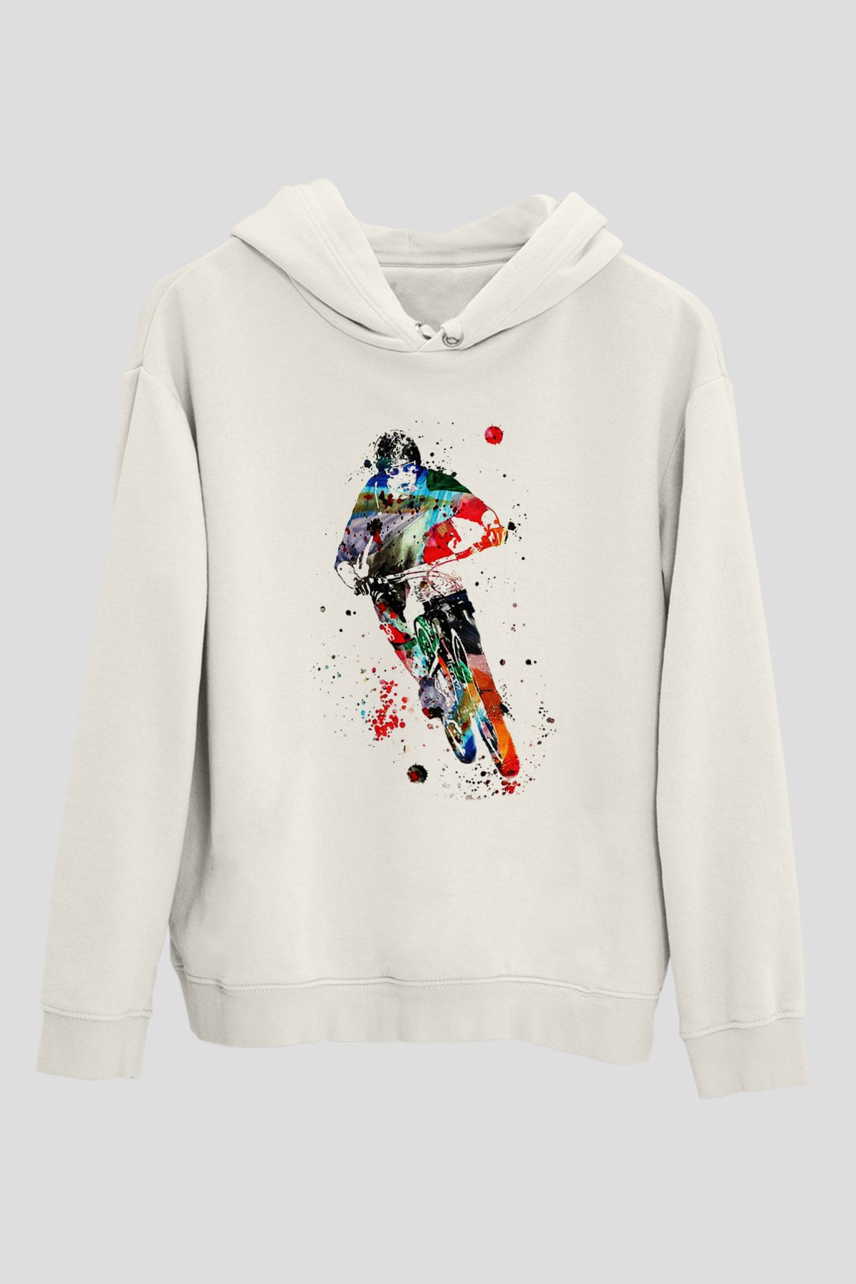 Bisiklet Beyaz Unisex Hoodie