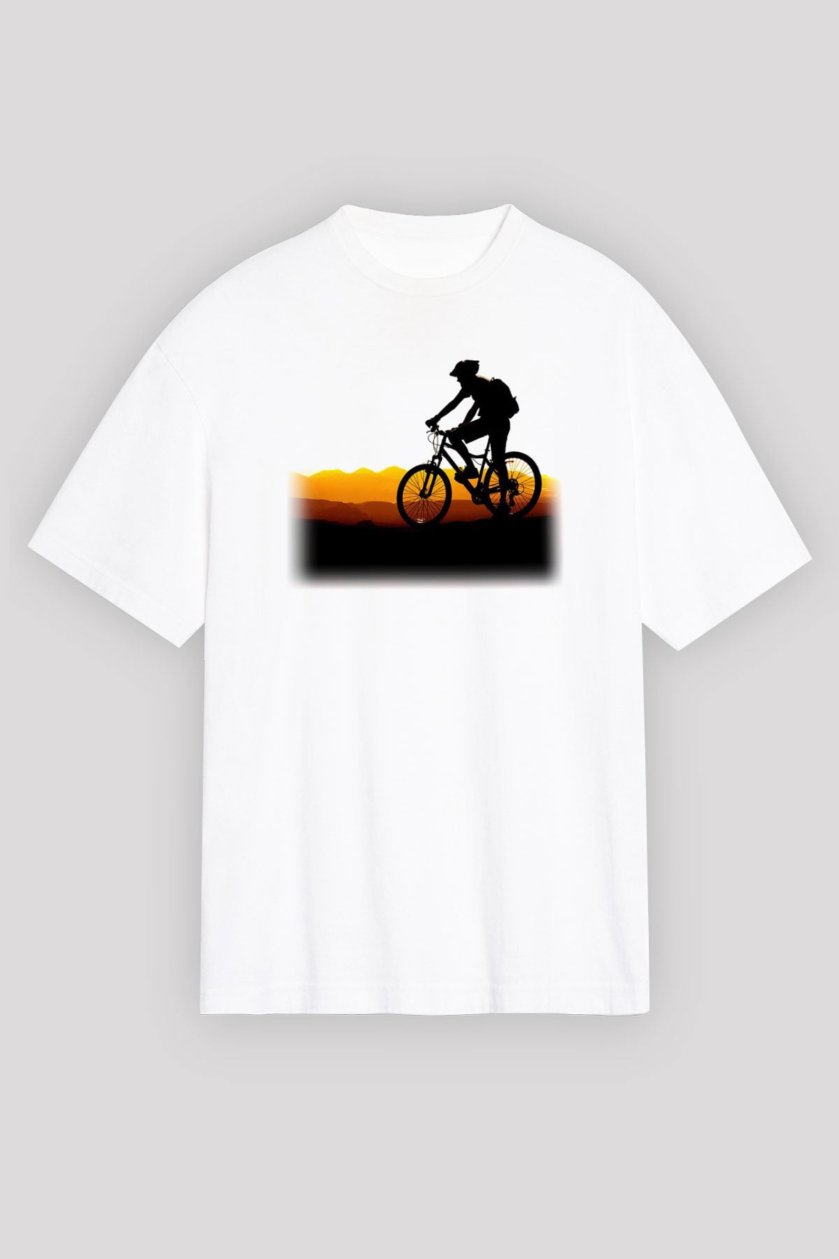 Bisiklet Beyaz Unisex Oversize Tişört T-Shirt