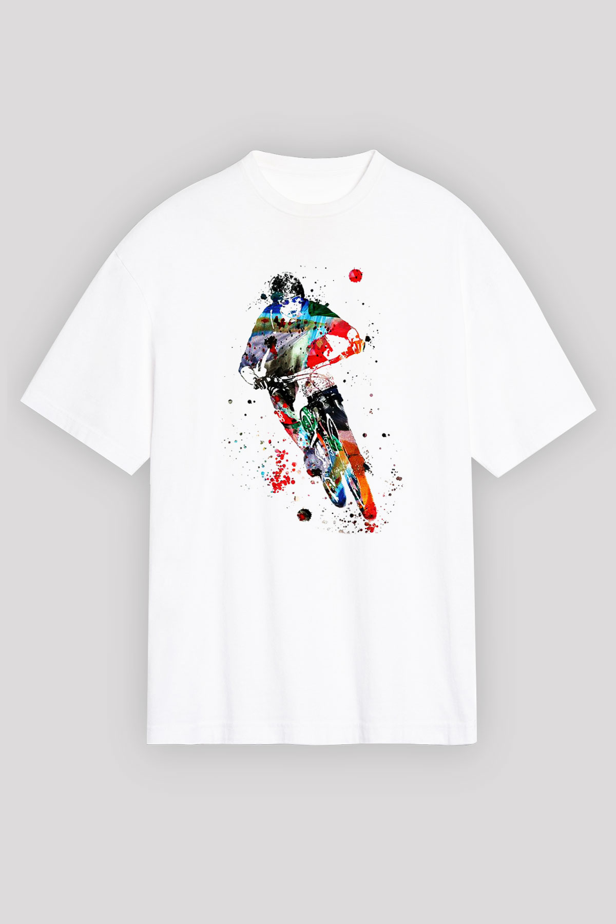 Bisiklet Beyaz Unisex Oversize Tişört T-Shirt