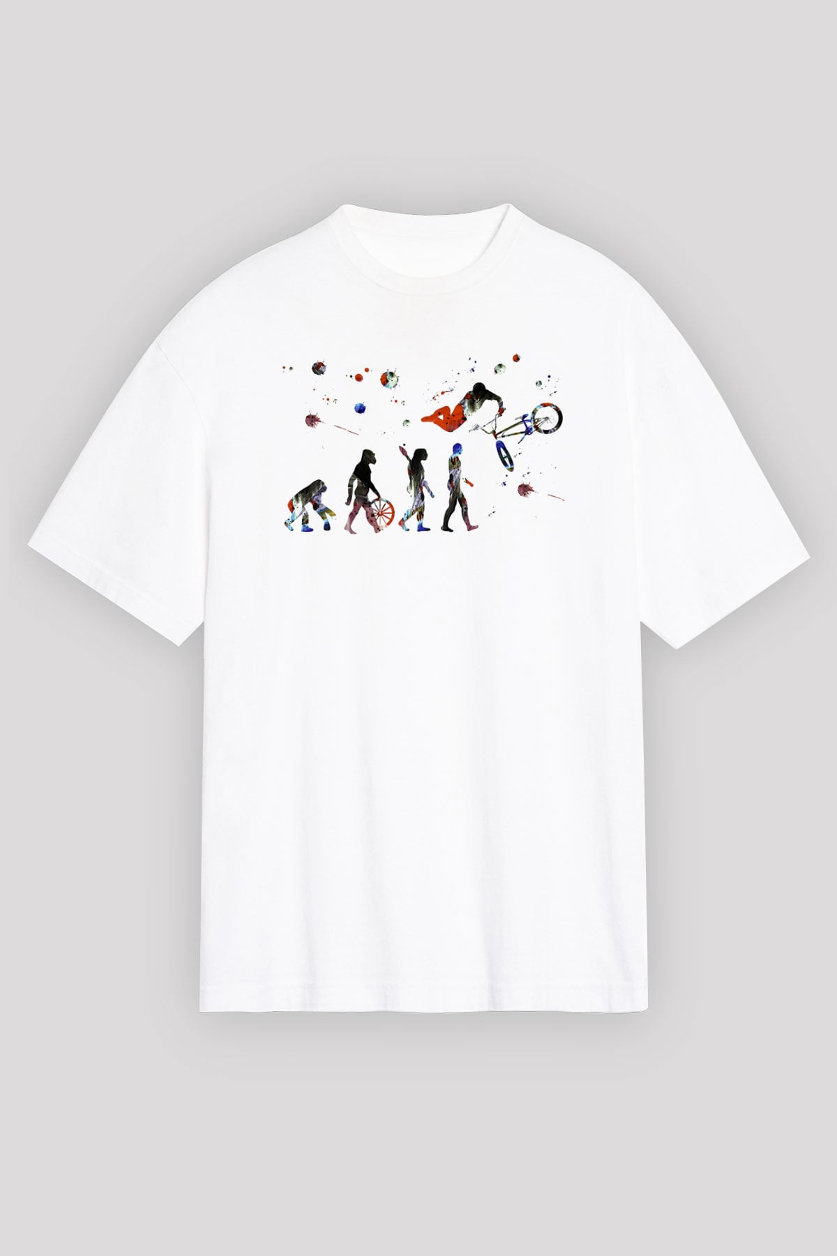 Bisiklet Beyaz Unisex Oversize Tişört T-Shirt