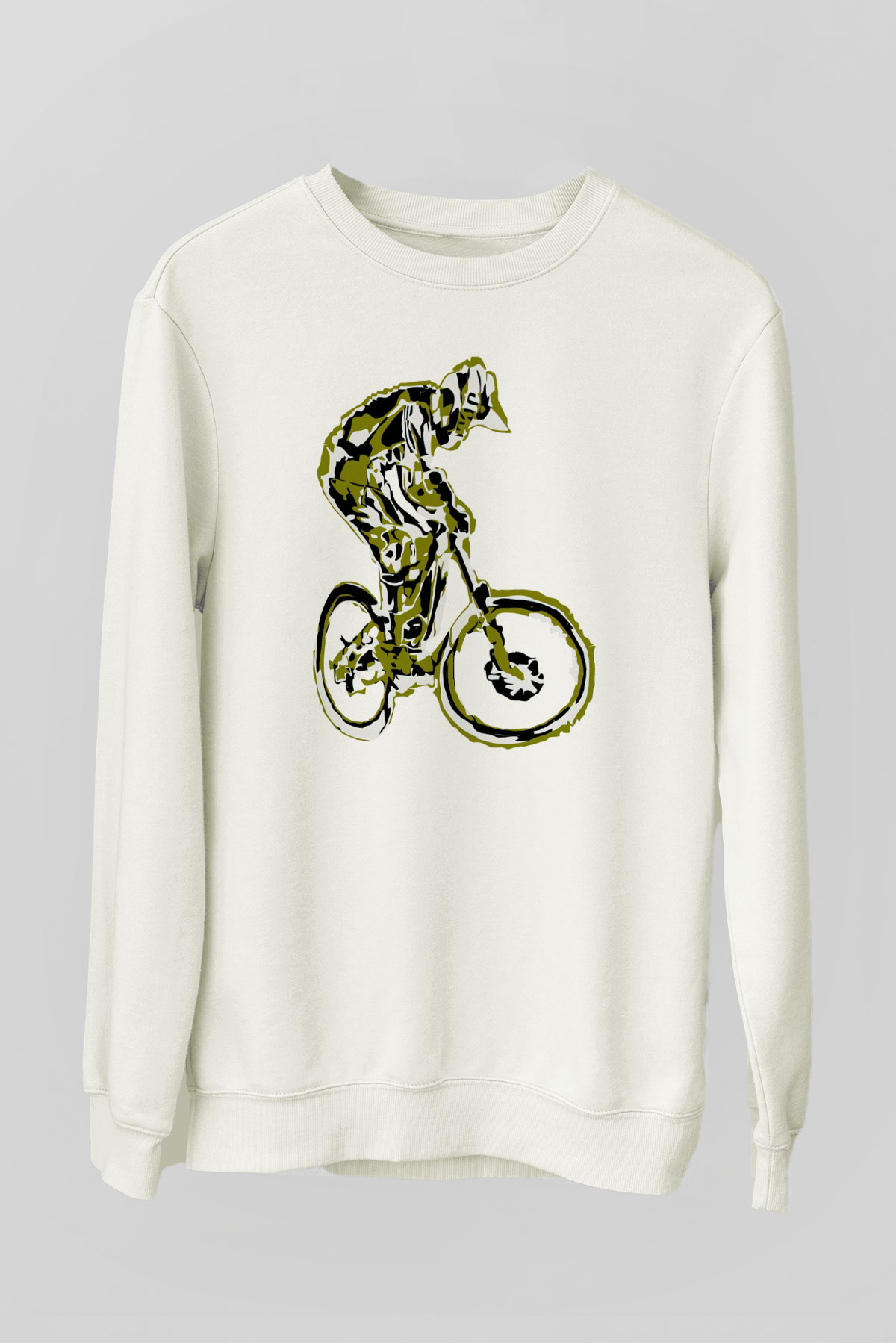 Bisiklet Beyaz Unisex Sweatshirt
