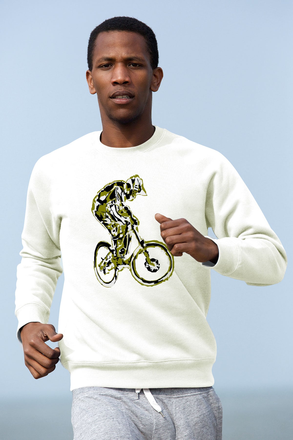 Bisiklet Beyaz Unisex Sweatshirt