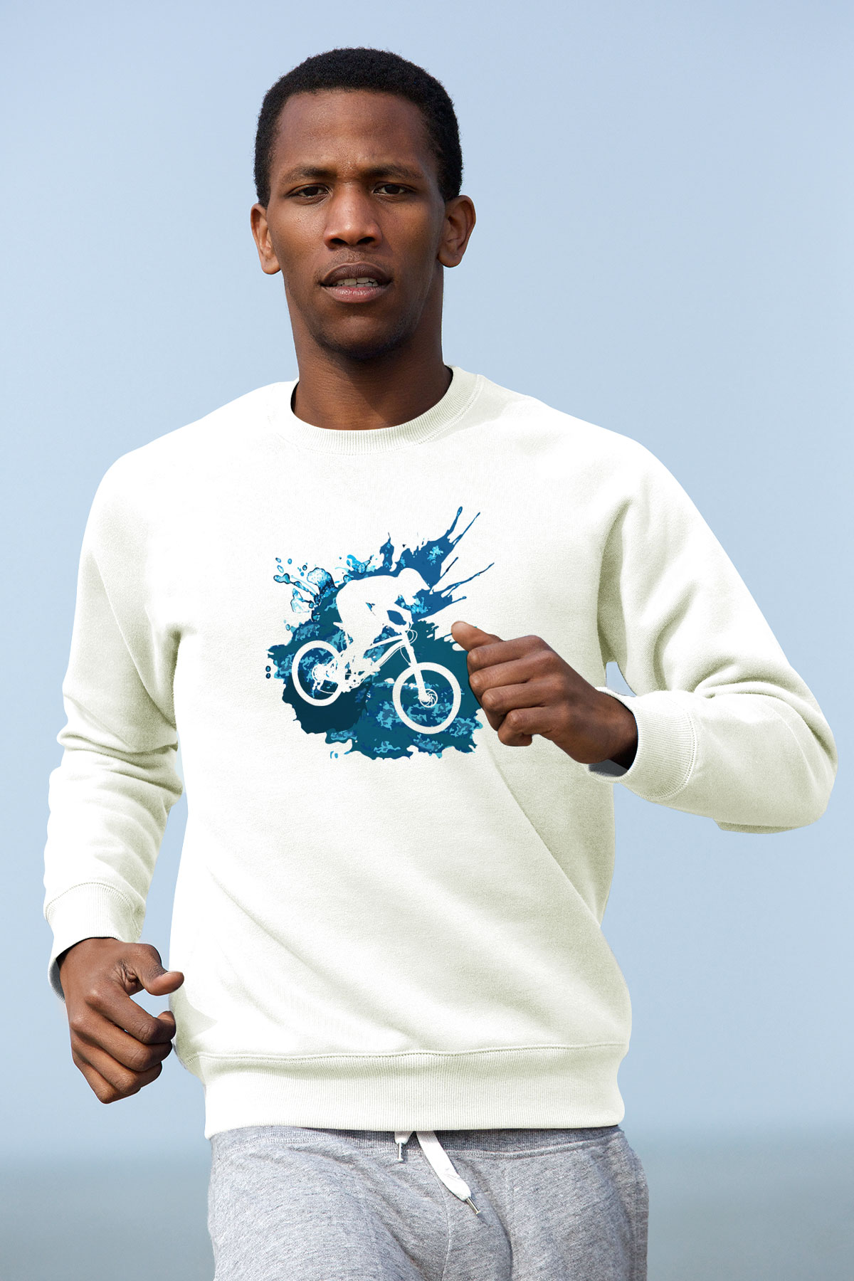 Bisiklet Beyaz Unisex Sweatshirt