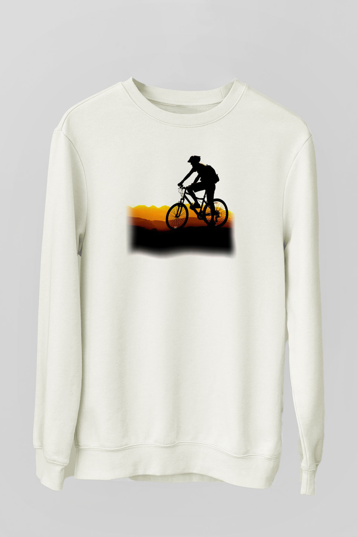 Bisiklet Beyaz Unisex Sweatshirt