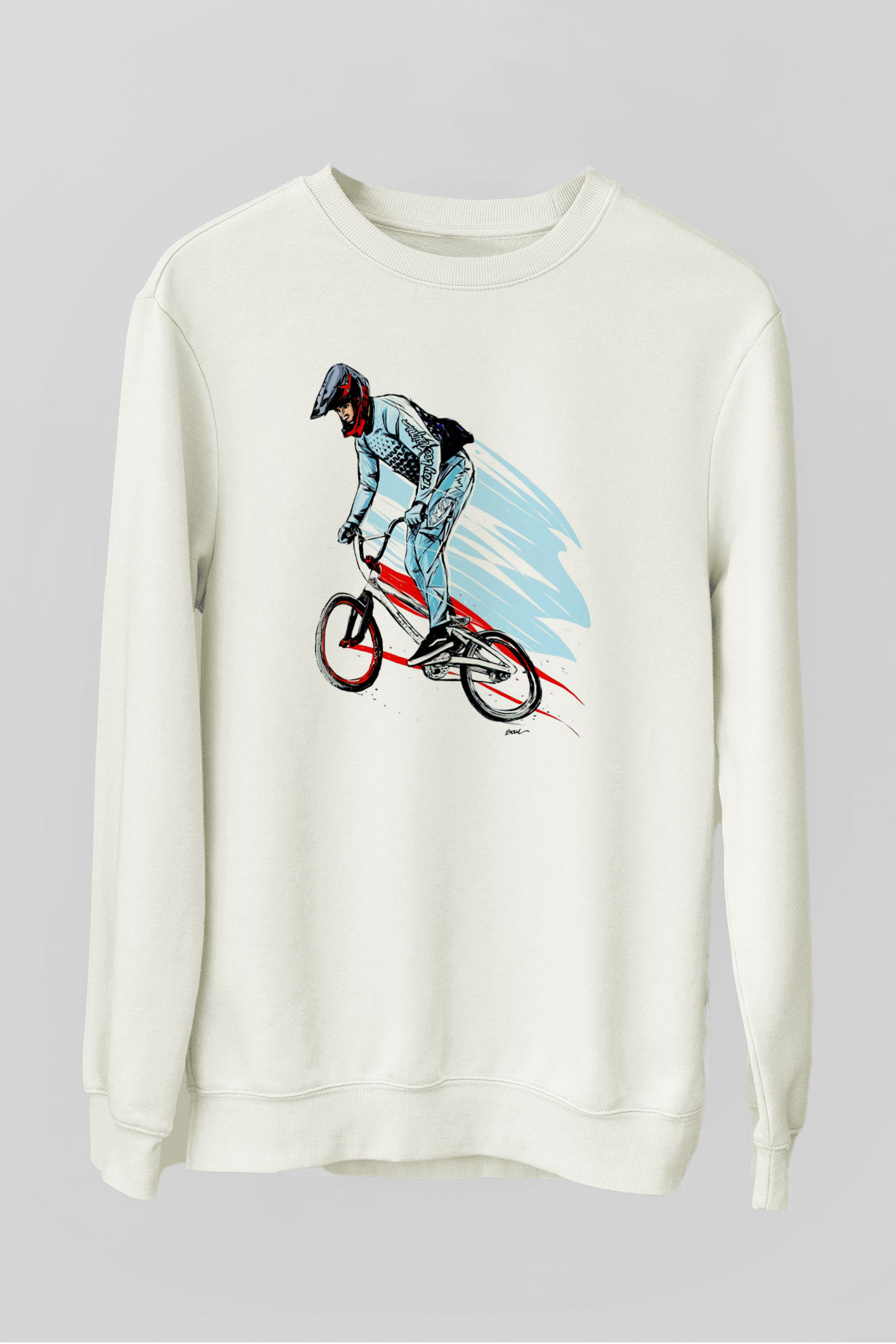Bisiklet Beyaz Unisex Sweatshirt