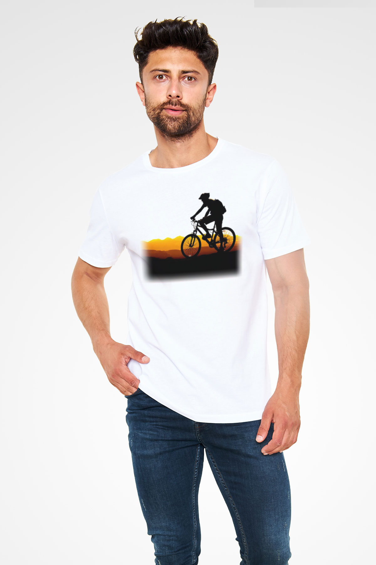 Bisiklet Beyaz Unisex Tişört T-Shirt - TişörtFabrikası