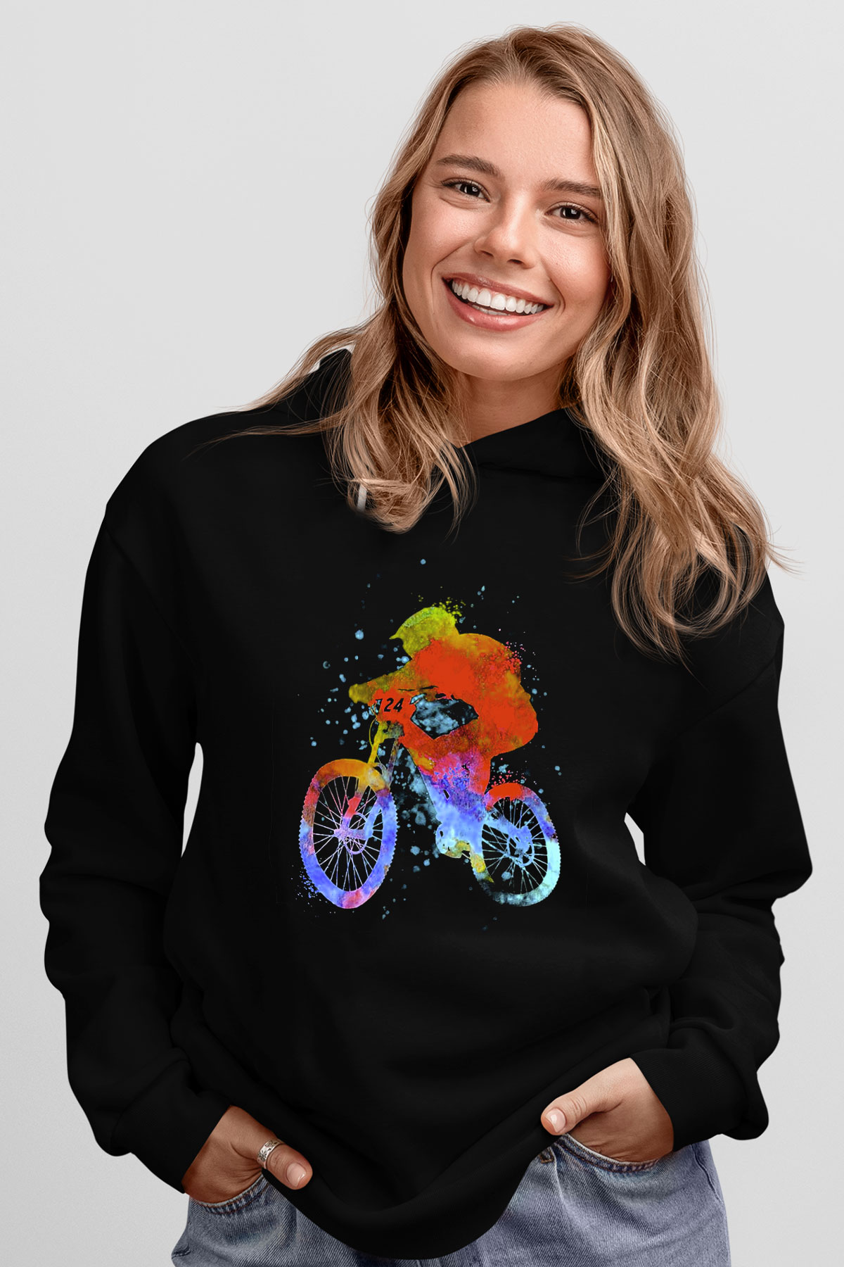 Bisiklet Siyah Unisex Hoodie