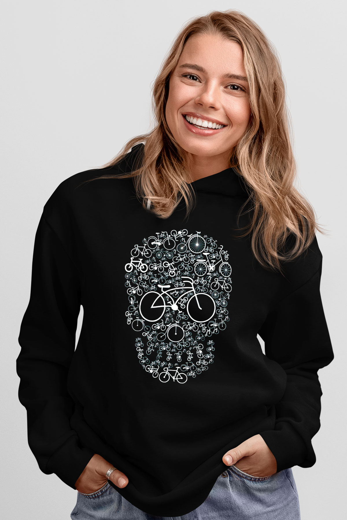 Bisikletçi KurukafaSiyah  Unisex Hoodie