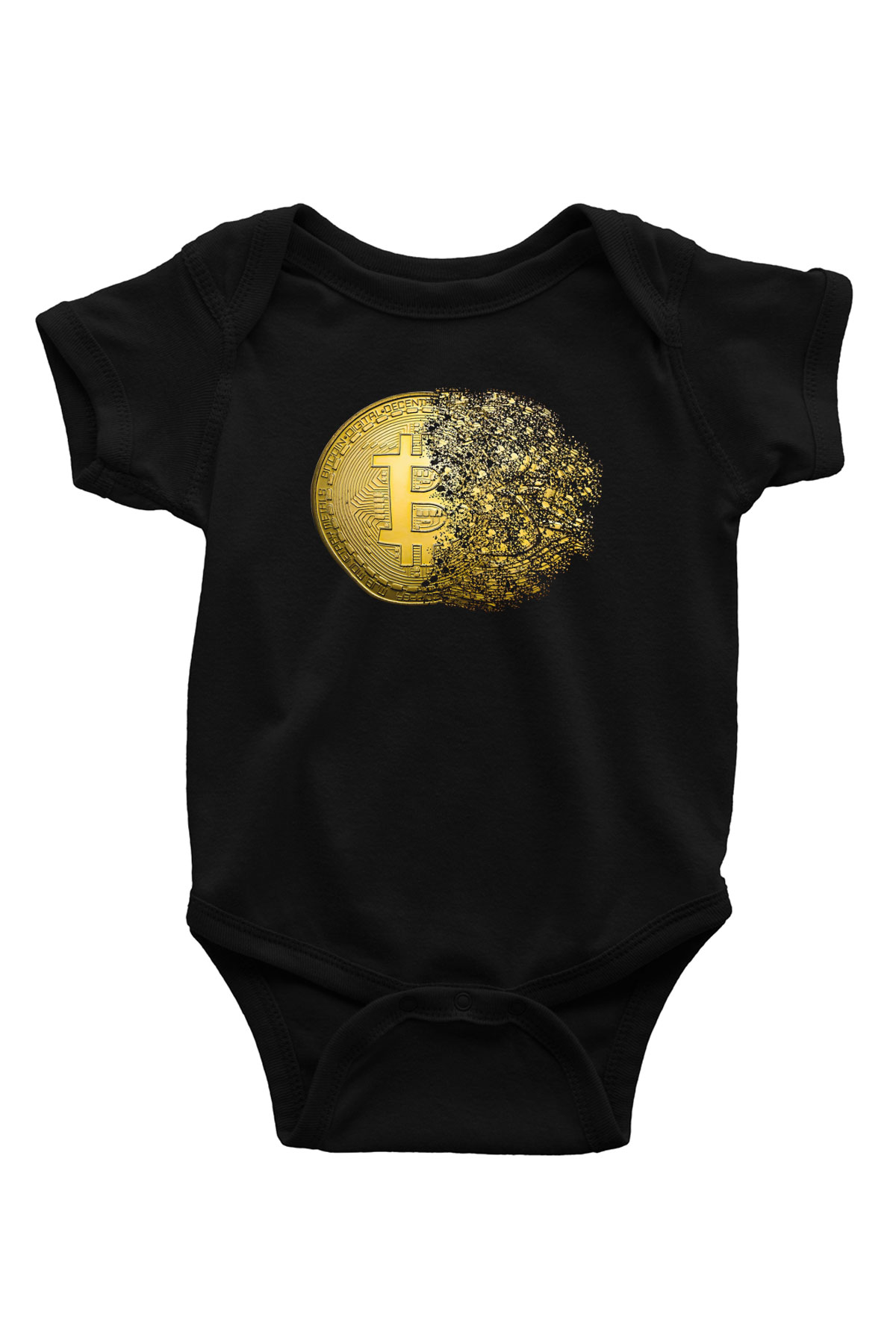 Bitcoin Baskılı Unisex Siyah Bebek Body - Zıbın