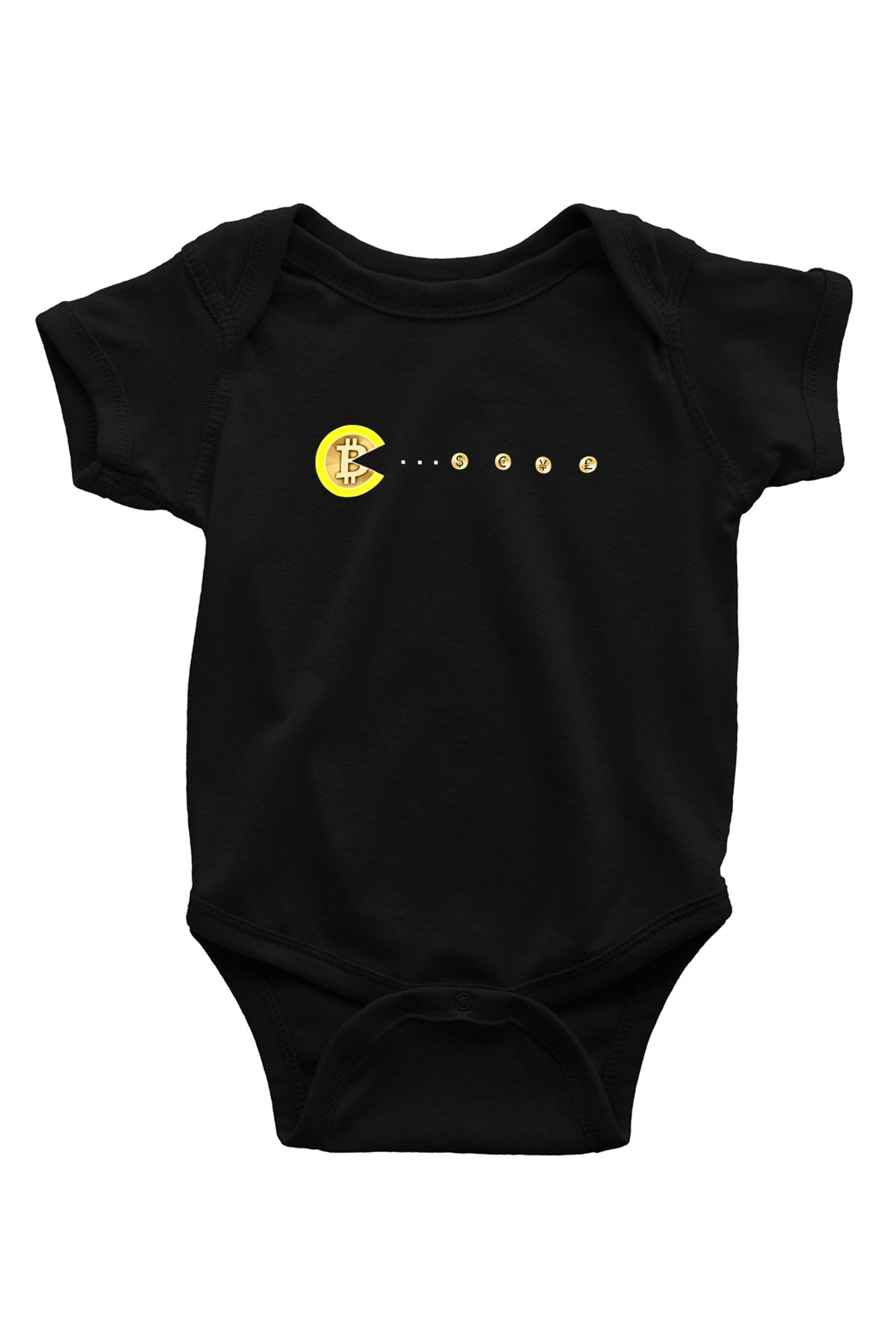 Bitcoin Baskılı Unisex Siyah Bebek Body - Zıbın
