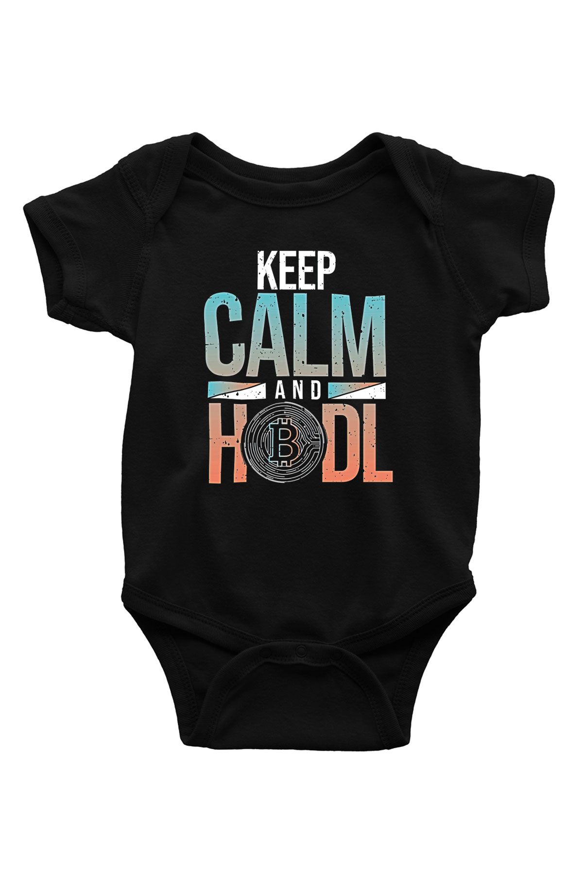 Bitcoin Baskılı Unisex Siyah Bebek Body - Zıbın