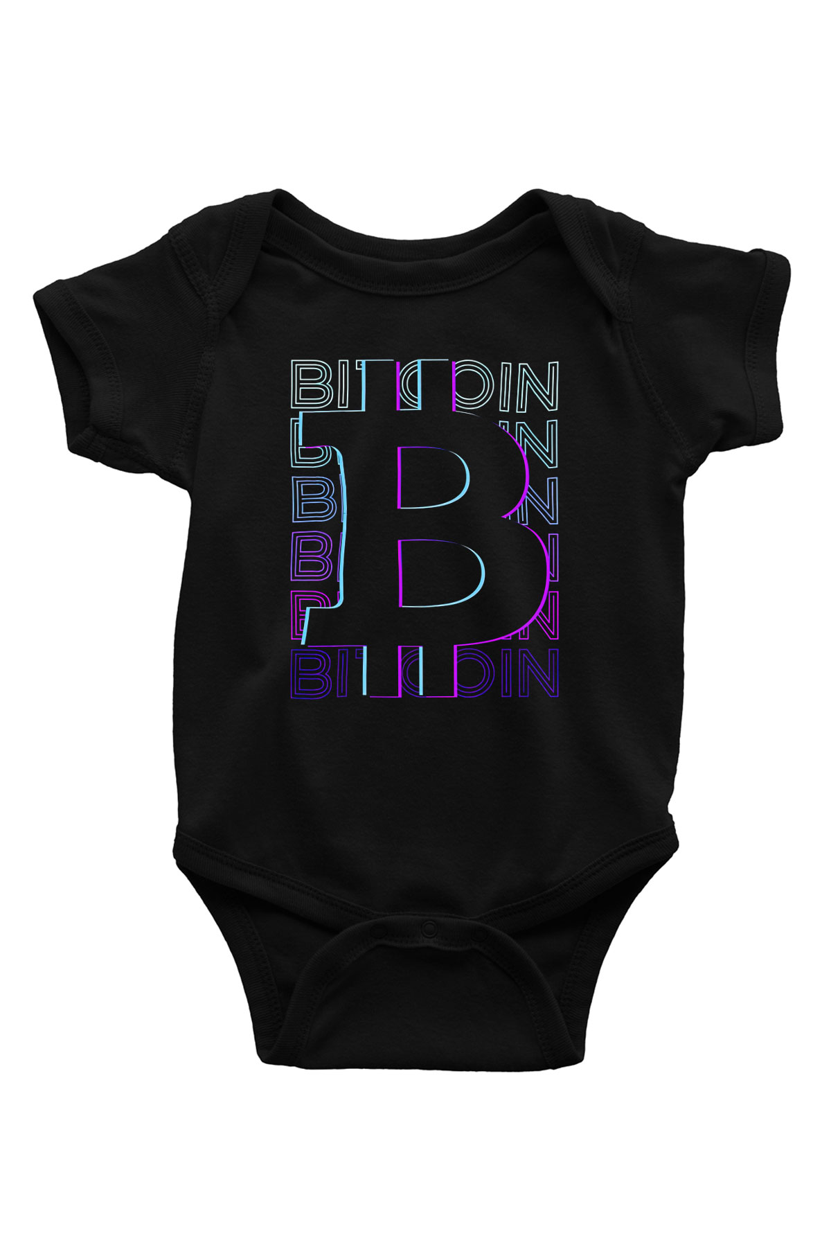 Bitcoin Baskılı Unisex Siyah Bebek Body - Zıbın