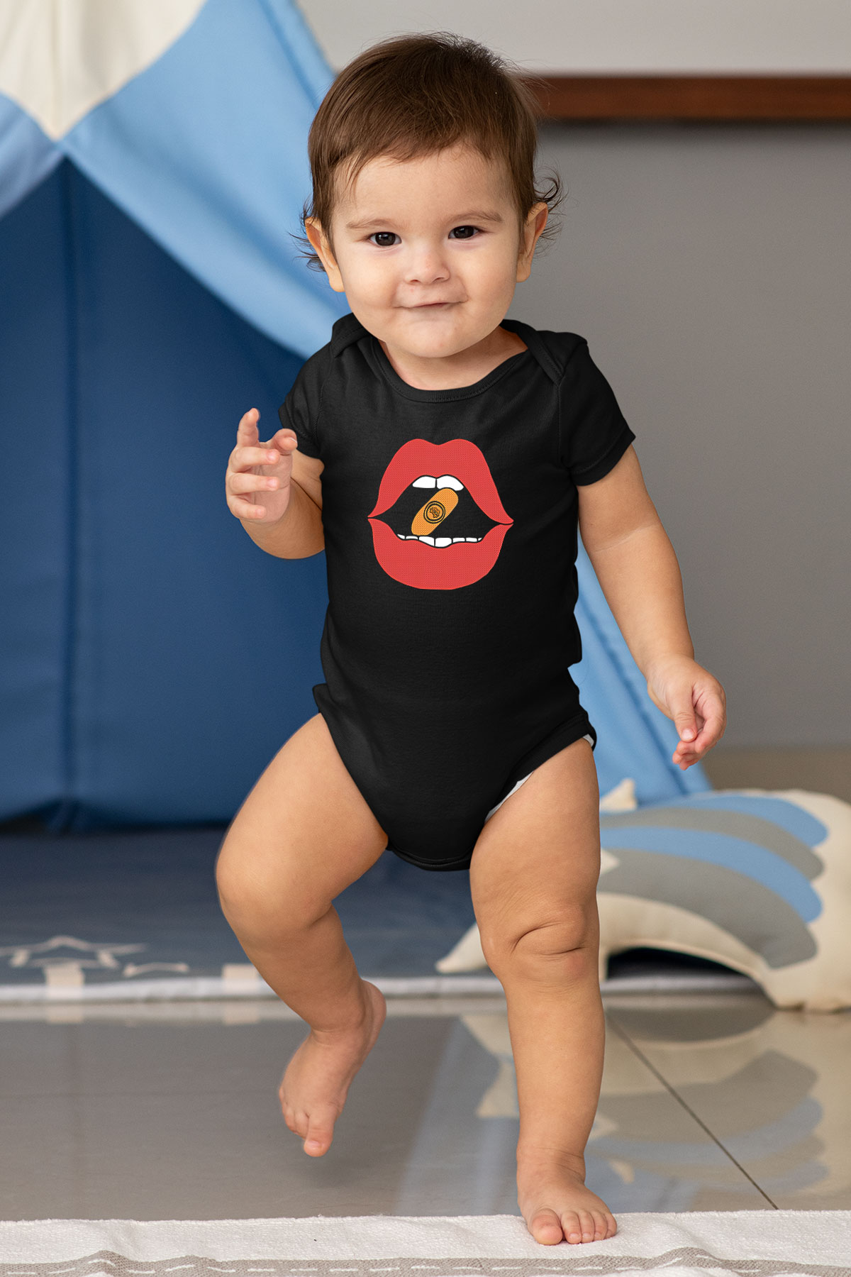 Bitcoin Baskılı Unisex Siyah Bebek Body - Zıbın