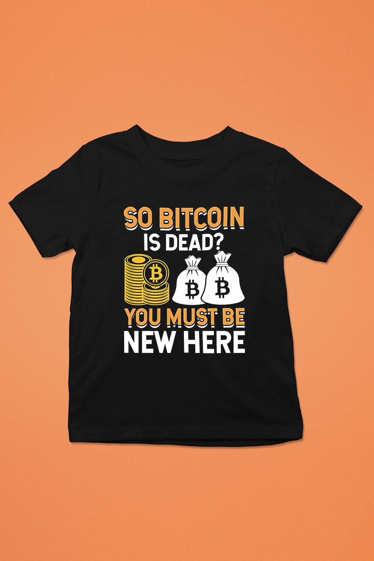 Bitcoin Baskılı Unisex Siyah Çocuk Tişört - Tshirt