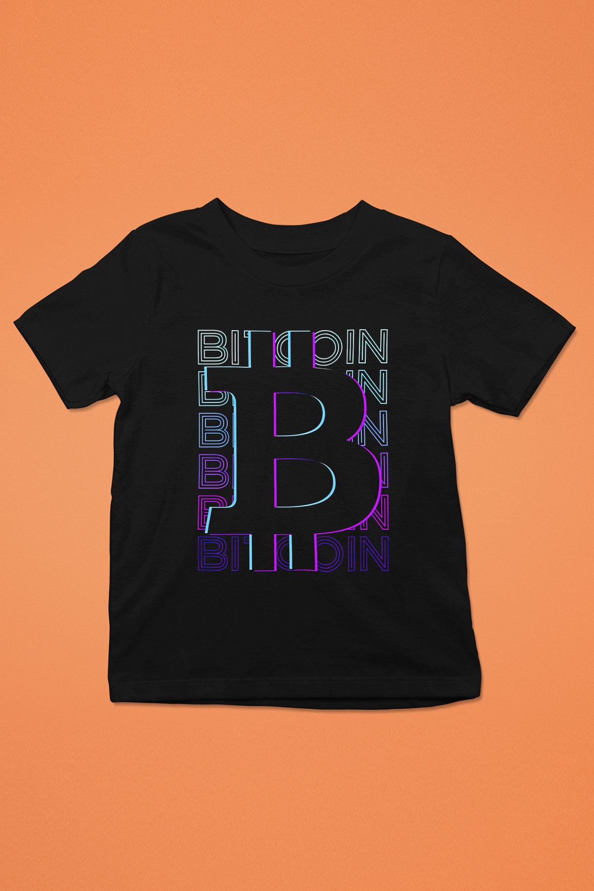 Bitcoin Baskılı Unisex Siyah Çocuk Tişört - Tshirt