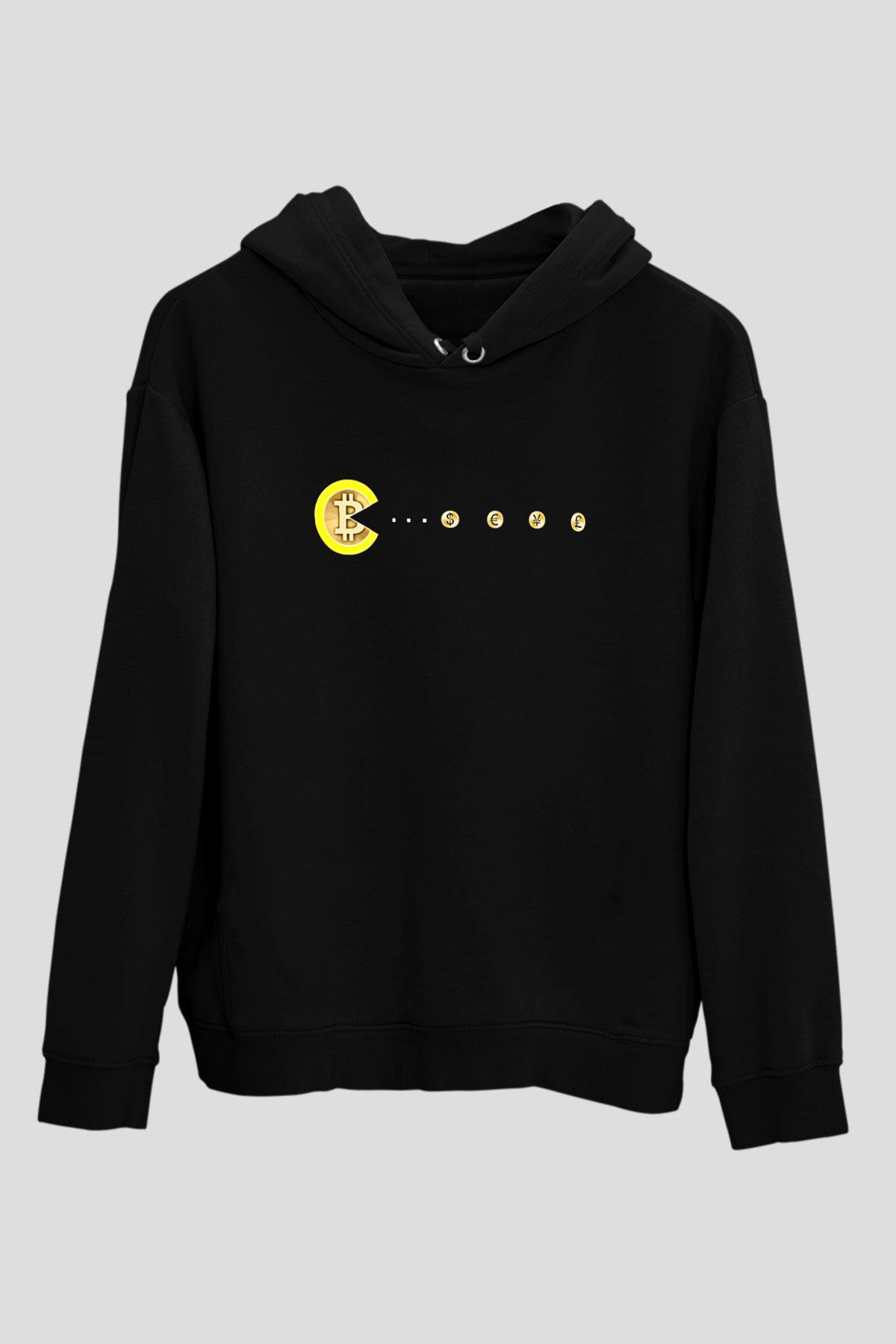 Bitcoin Baskılı Unisex Siyah Hoodie