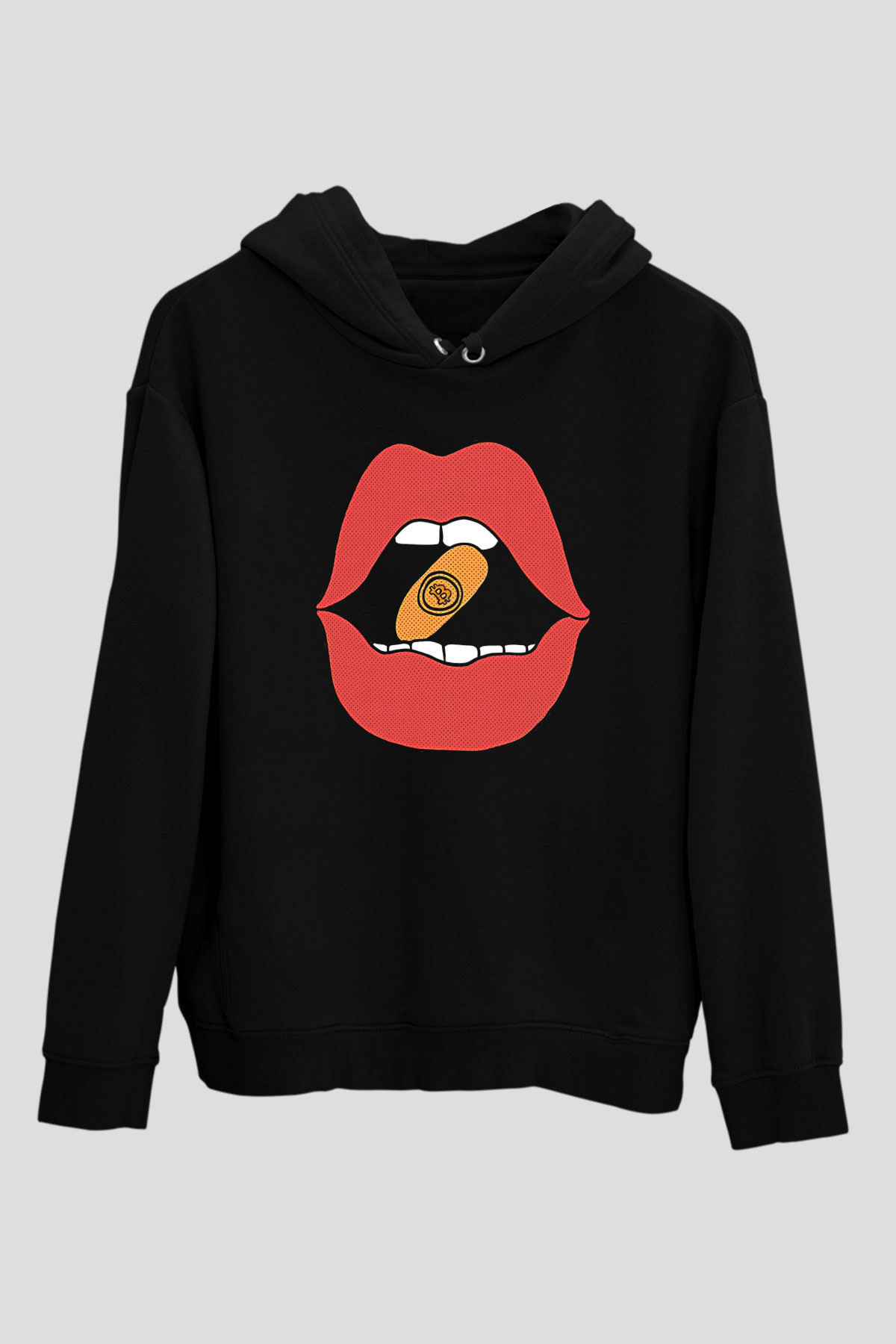 Bitcoin Baskılı Unisex Siyah Hoodie