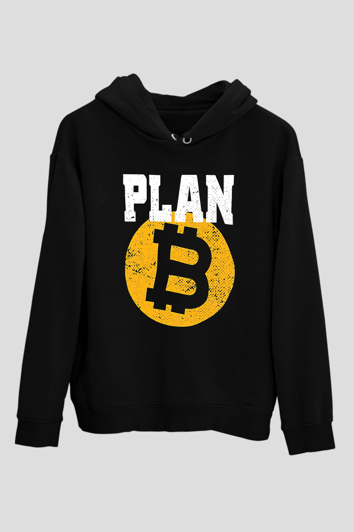 Bitcoin Baskılı Unisex Siyah Hoodie