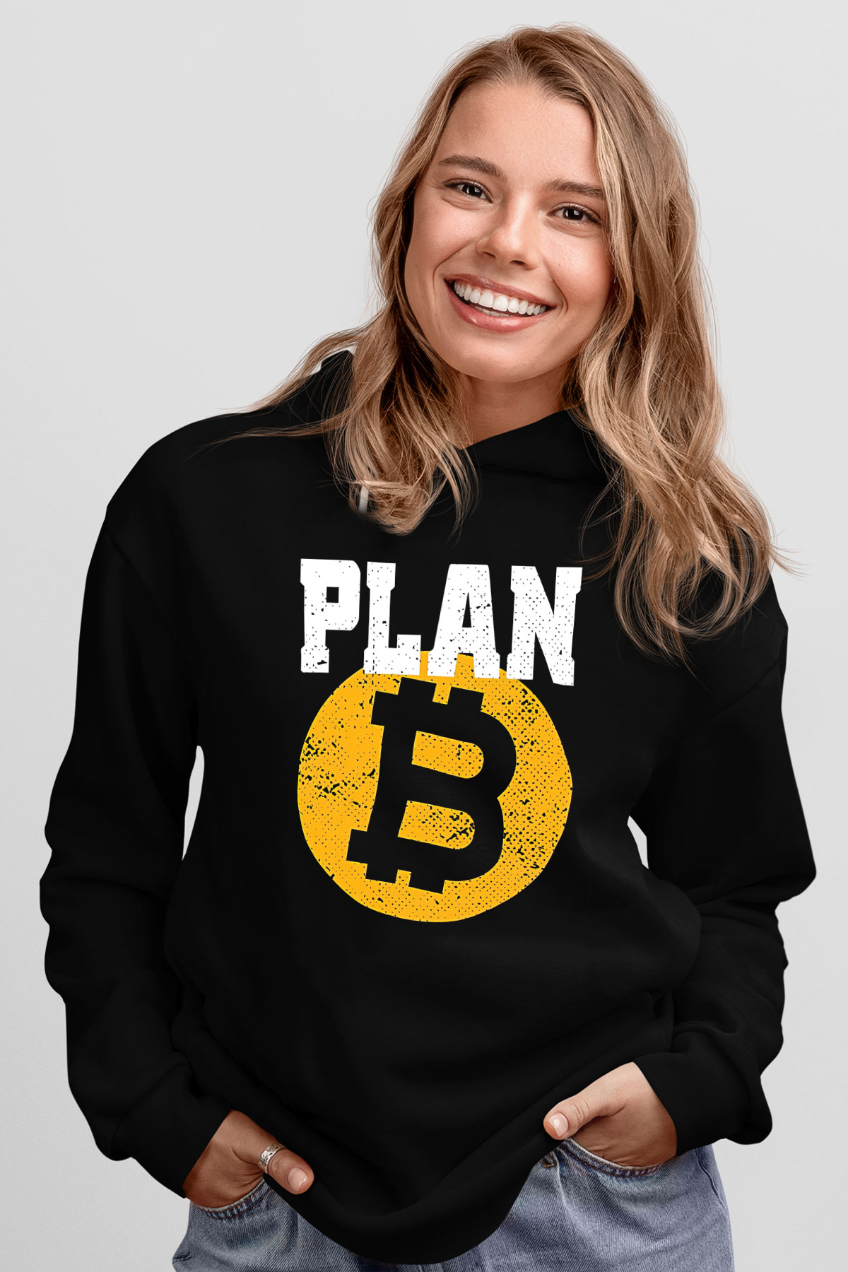 Bitcoin Baskılı Unisex Siyah Hoodie