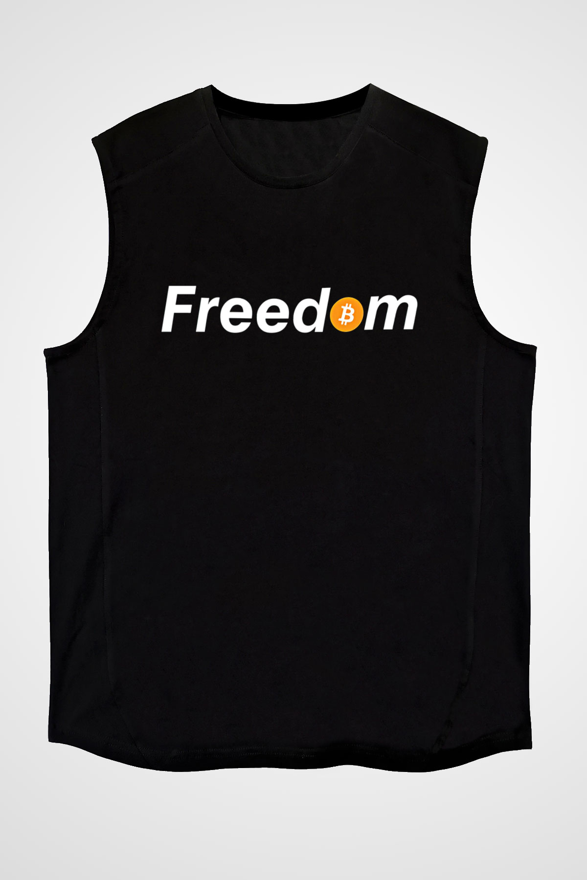 Bitcoin Baskılı Unisex Siyah Kolsuz Tişört - Tshirt