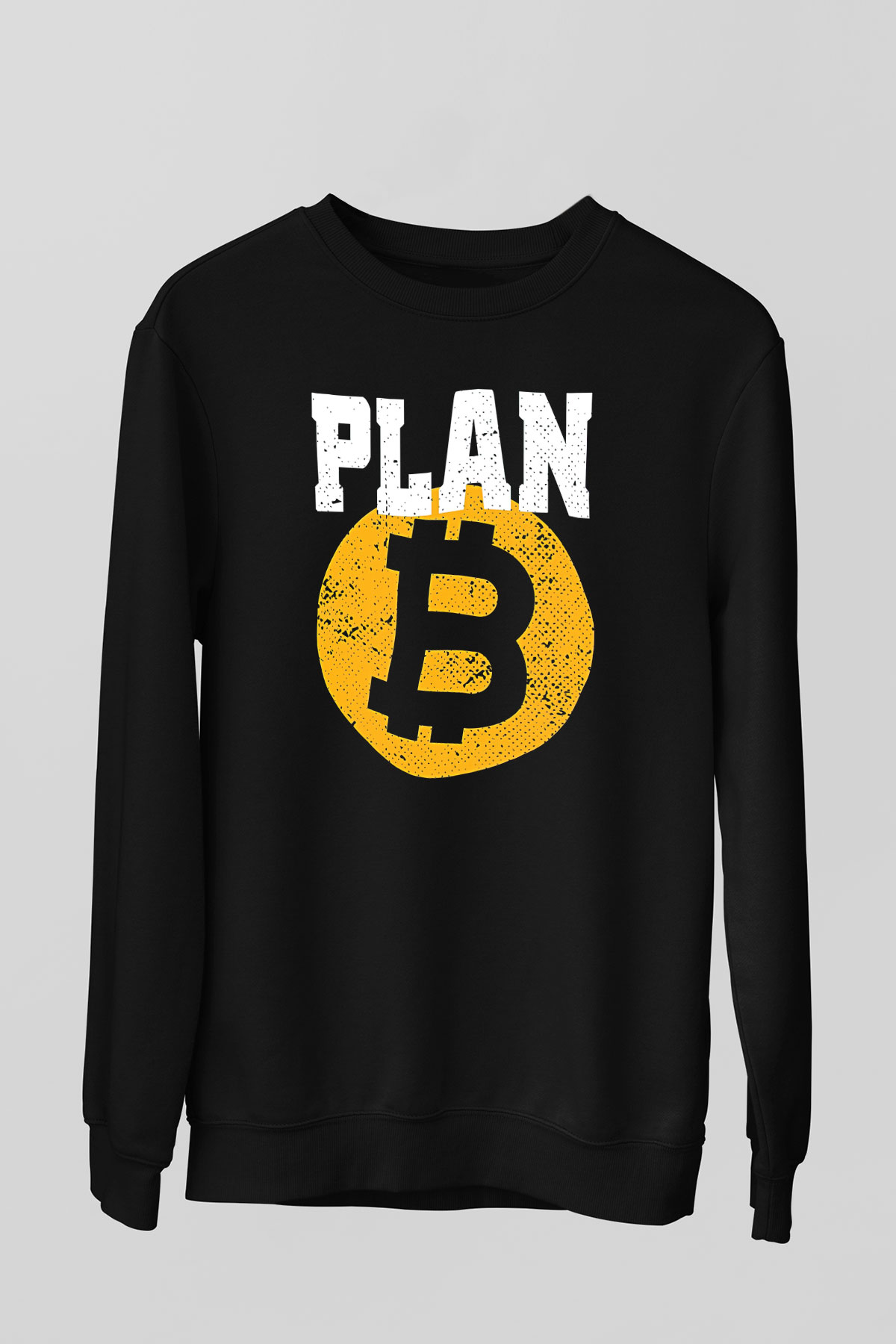 Bitcoin Baskılı Unisex Siyah Sweatshirt