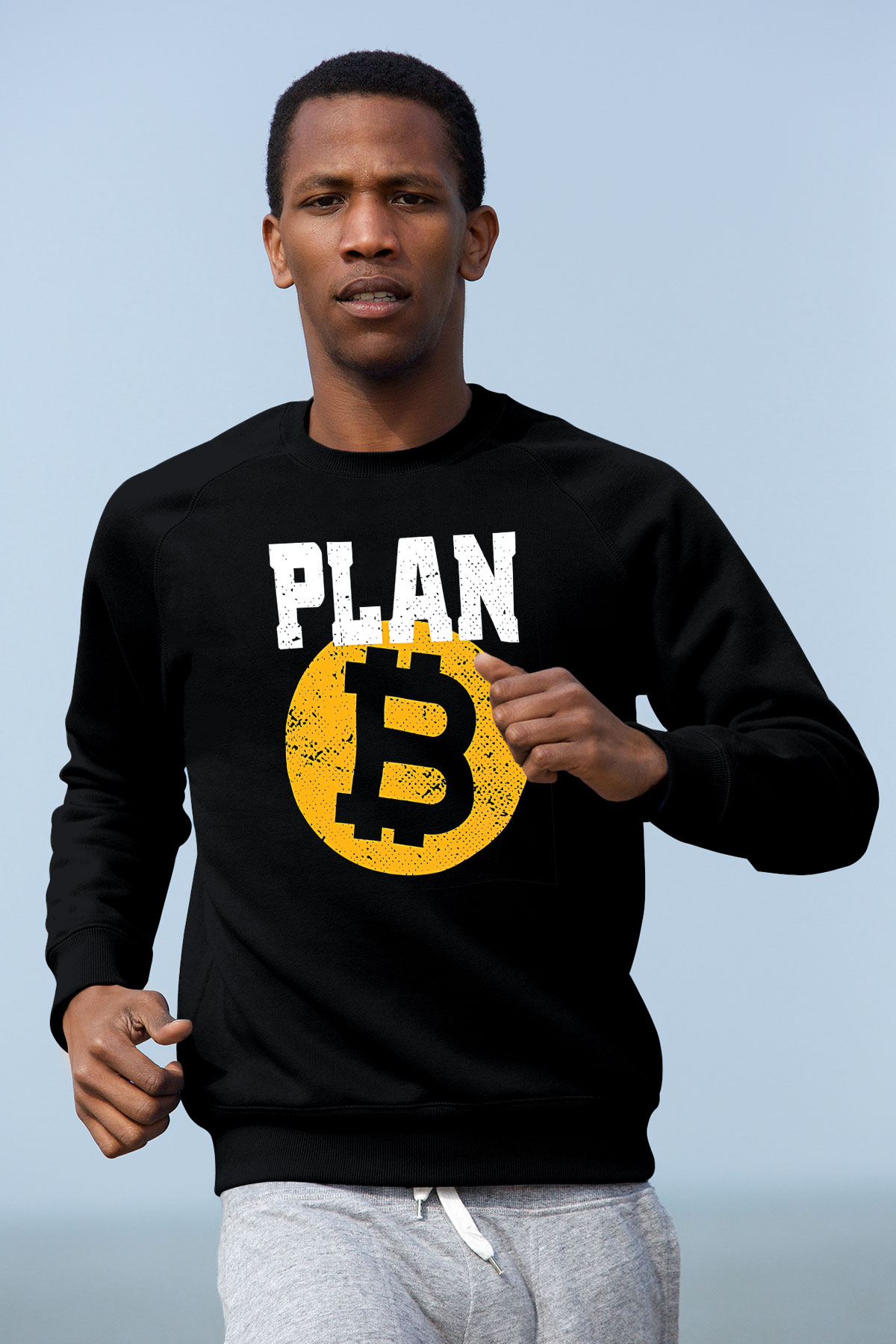 Bitcoin Baskılı Unisex Siyah Sweatshirt